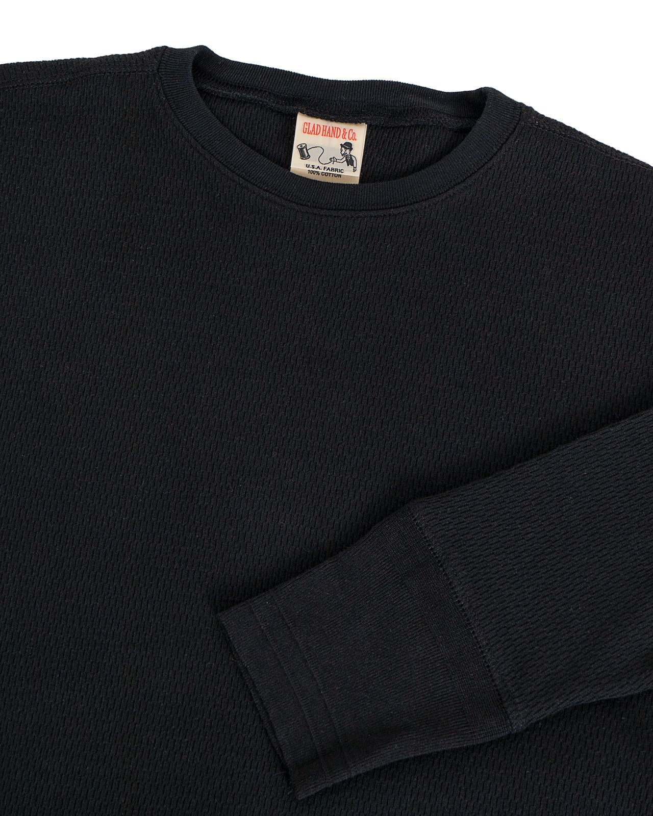 Glad Hand Waffle Long Sleeve, Black - Image 3