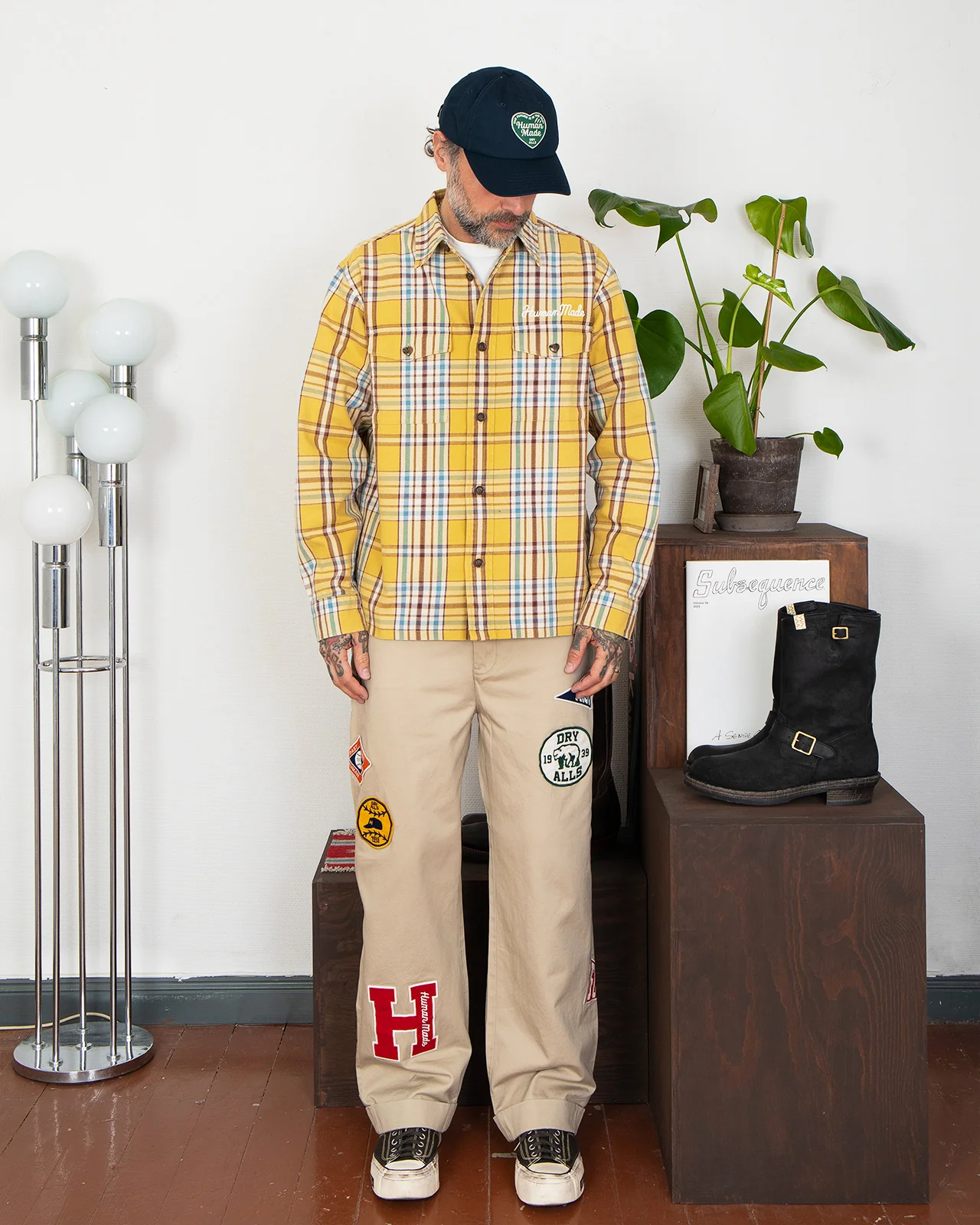 Human Made Check Shirt, Yellow - Image 7