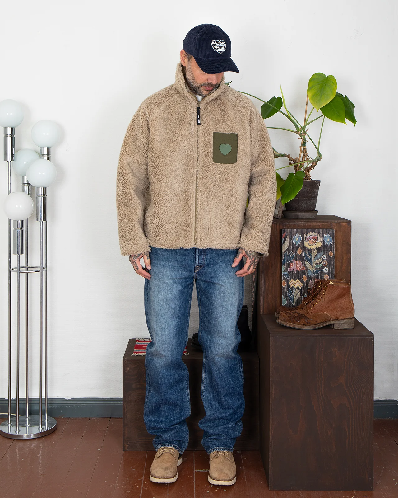 Human Made Fleece Jacket, Beige - Image 2