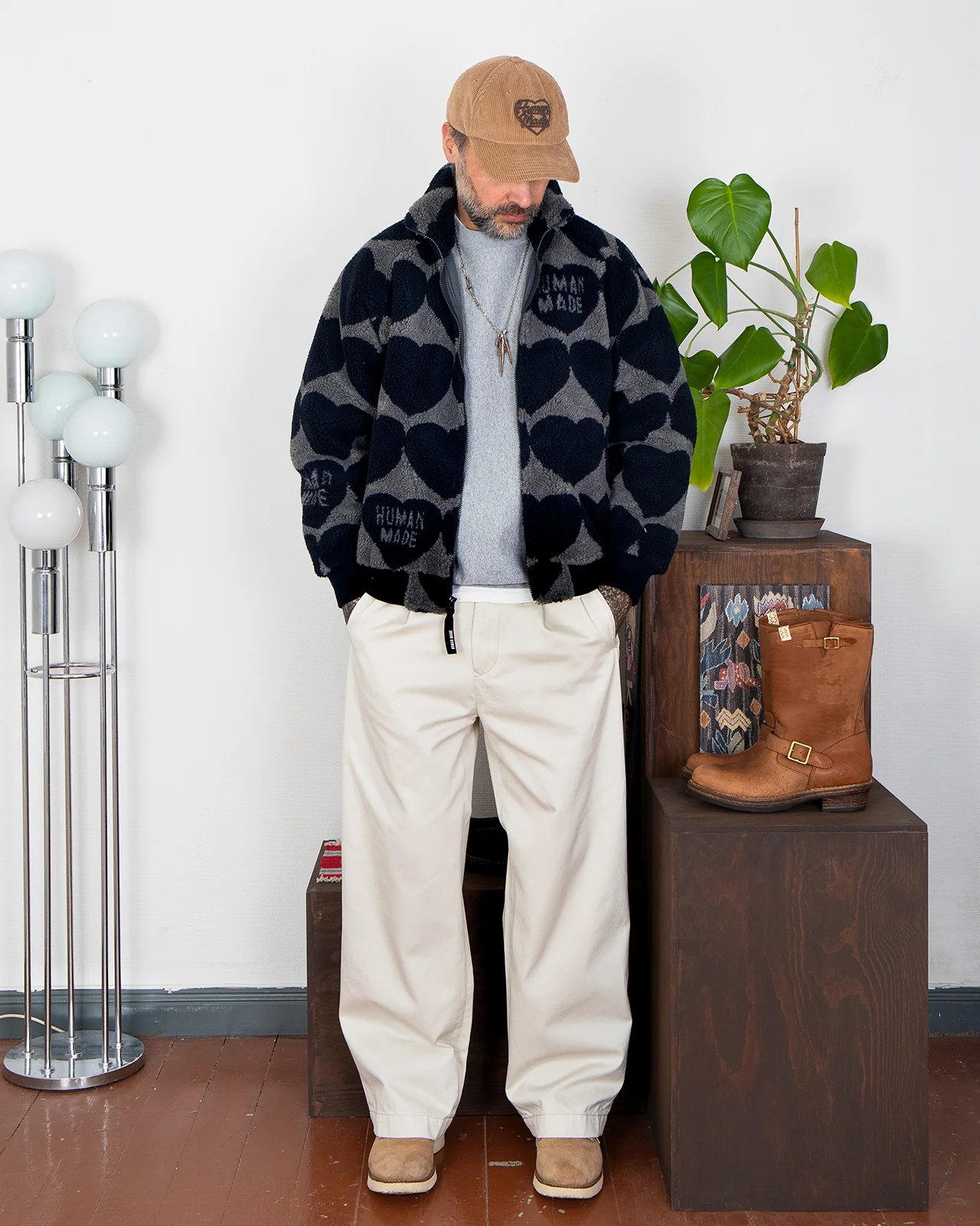 Human Made Heart Fleece Jacket, Navy - Image 2