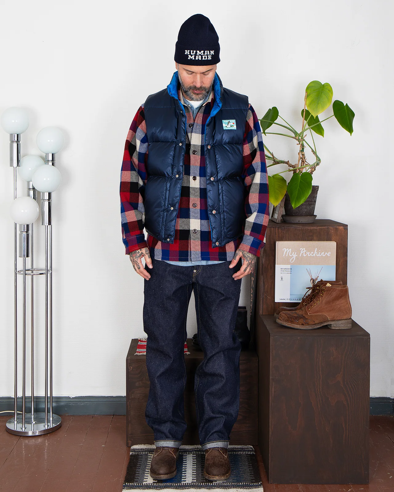 Human Made Reversible Down Vest, Navy - Image 8