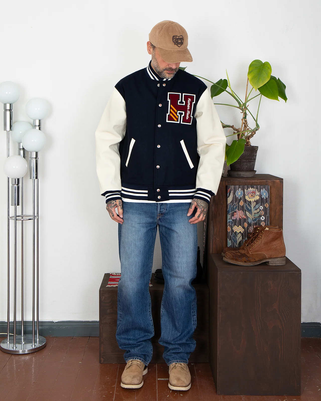 Human Made Varsity Jacket, Navy - Image 8