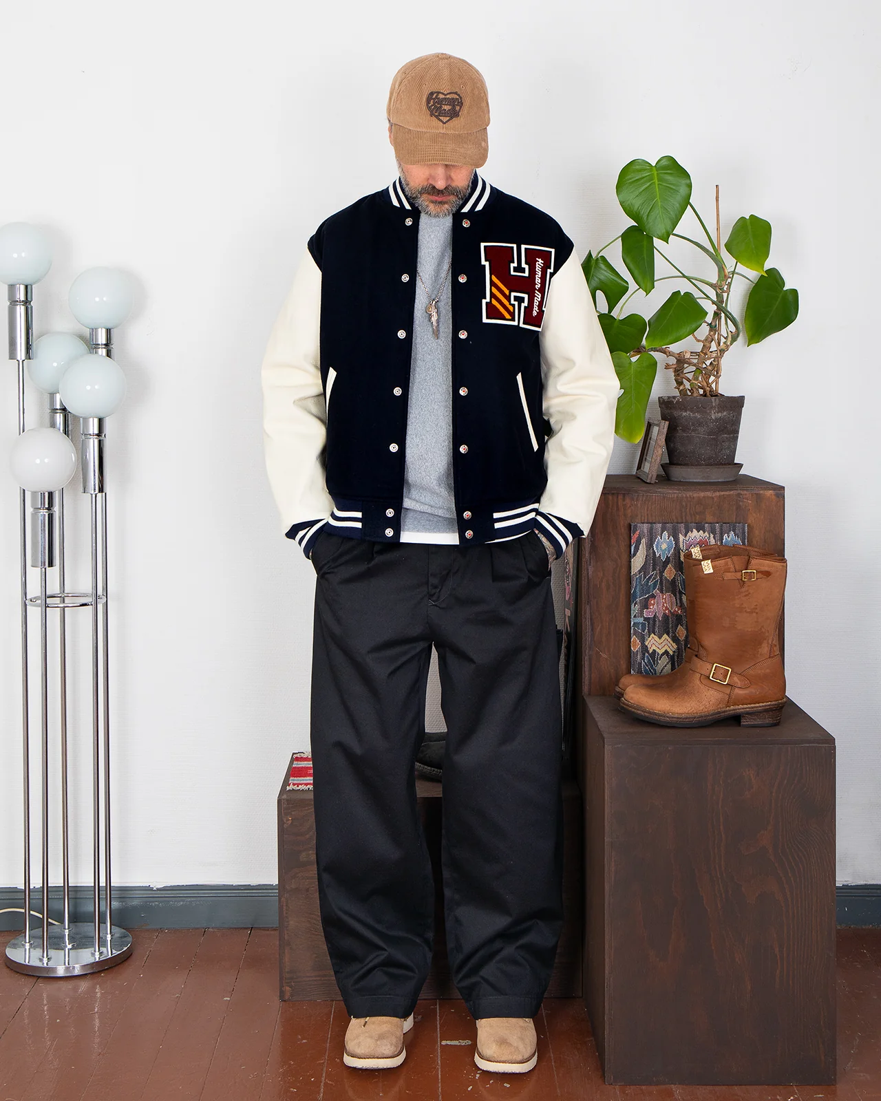 Human Made Varsity Jacket, Navy - Image 7