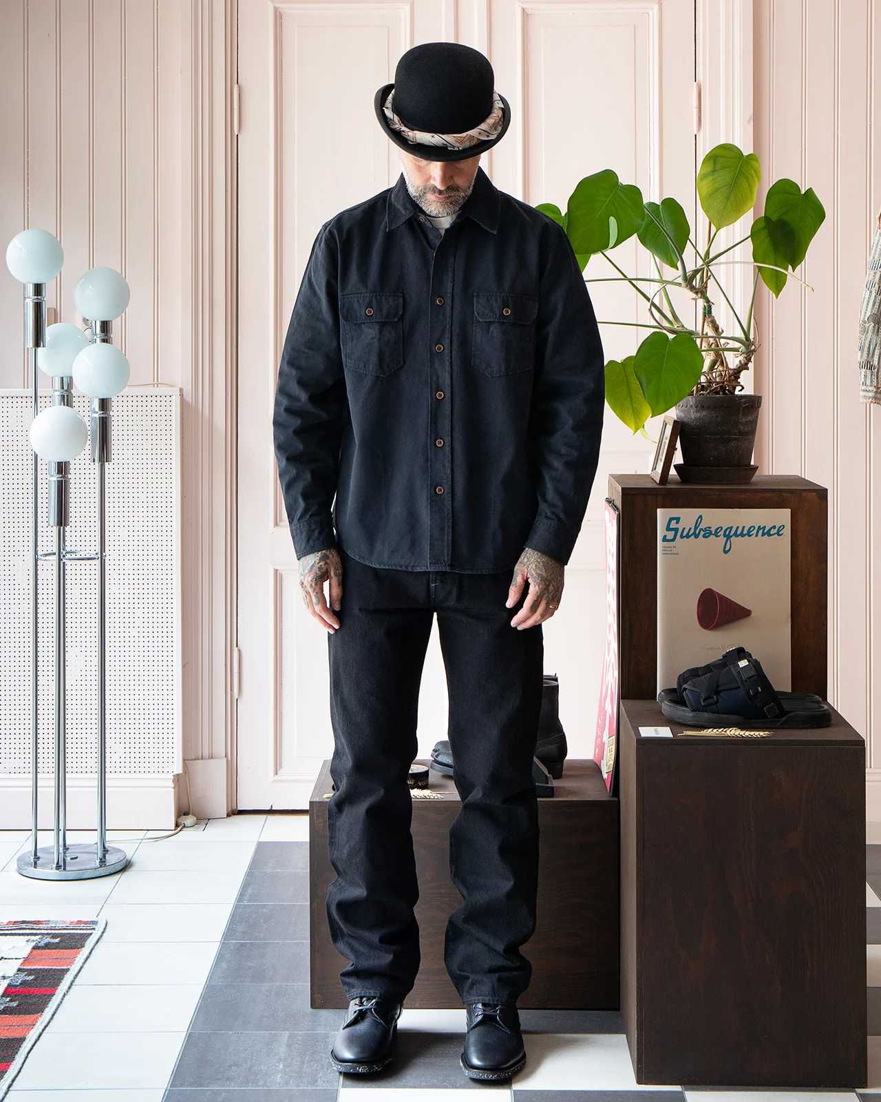 Indigofera Alamo Shirt, Cotton Twill, Marshall Black - Image 3