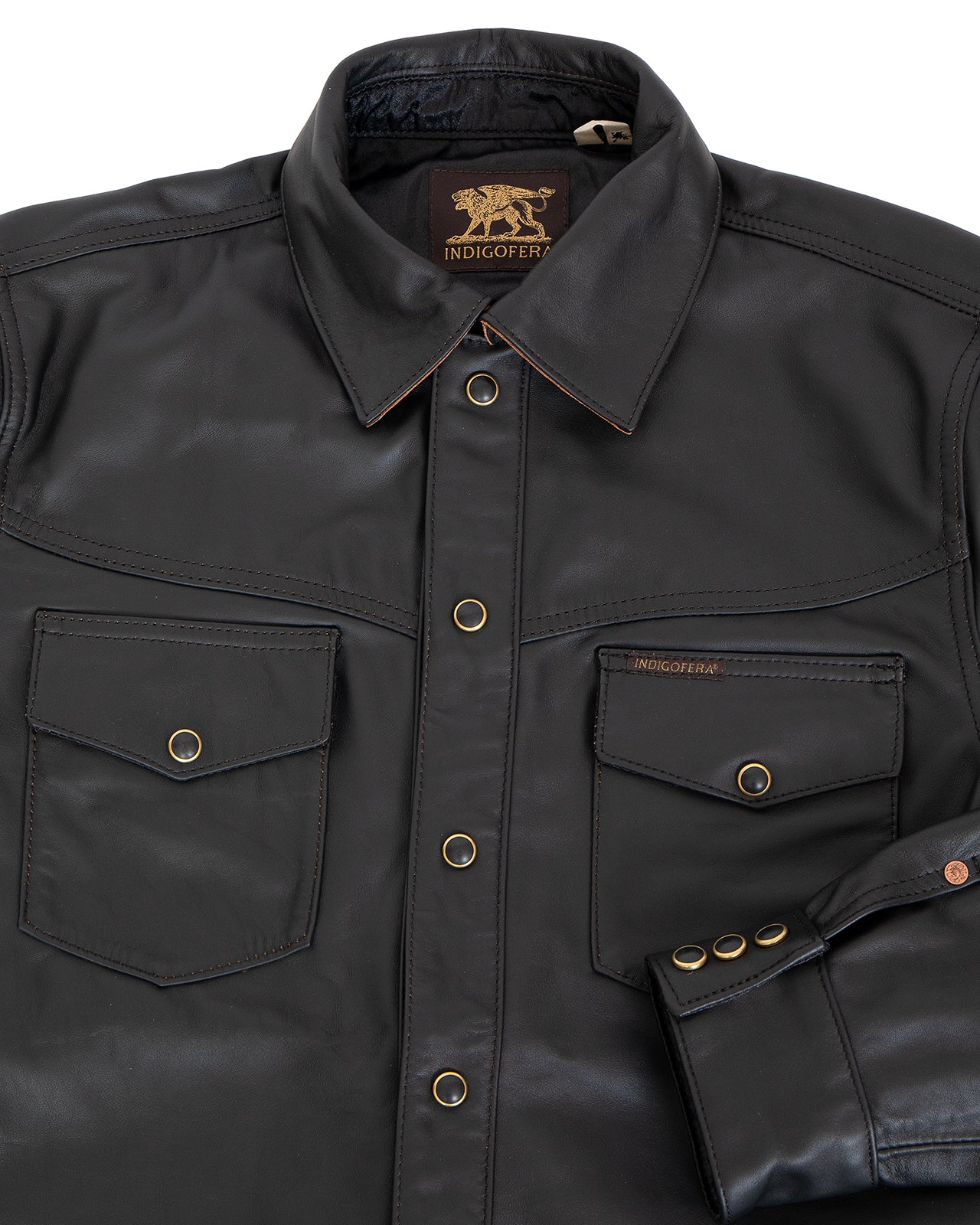 Indigofera Austin Leather Shirt, Navak Light, Black Teacore - Image 3