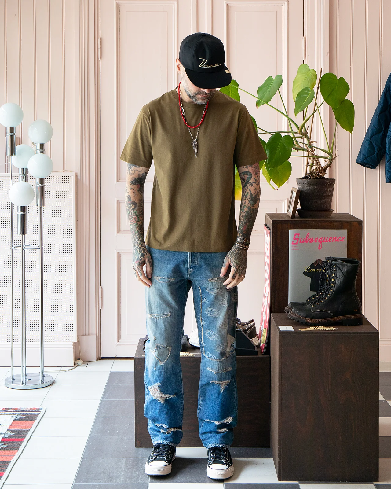 Indigofera Blake T-Shirt, Army Green - Image 2