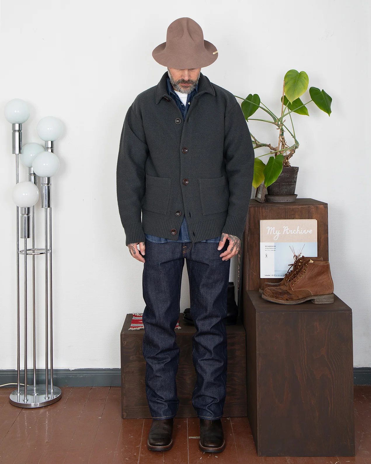 Indigofera Brewster Wool Cardigan, Dark Grey - Image 2