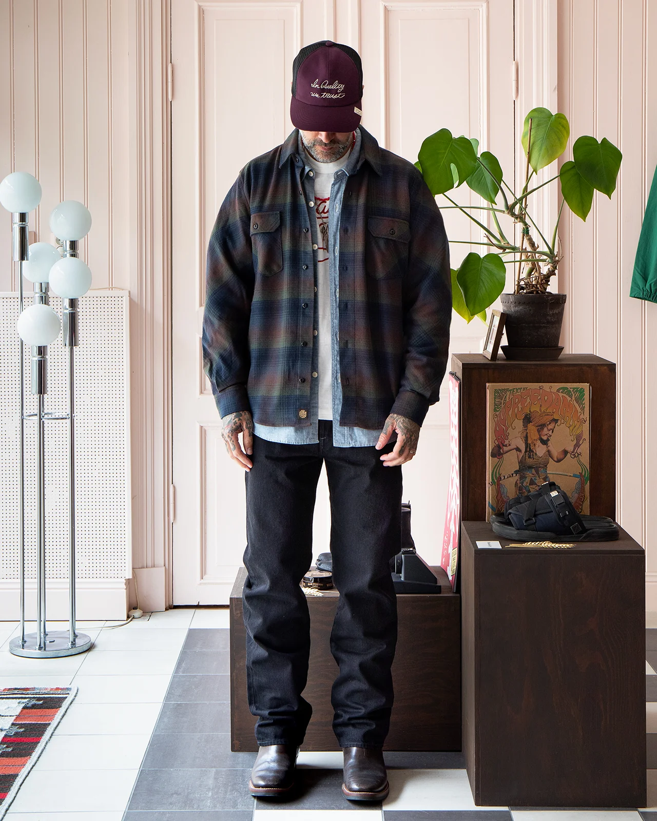 Indigofera Bryson Shirt, Flannel Check, Dark Green / Wine / Black / Navy - Image 2