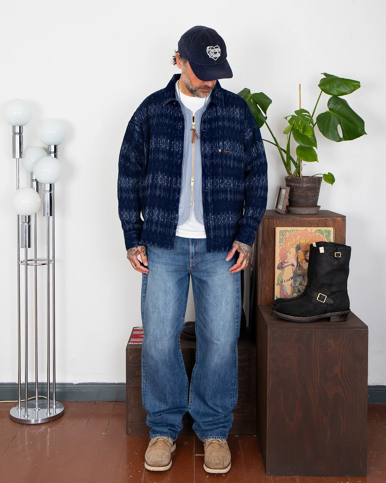 Indigofera Caleb Shirt, Sashiko Check, Indigo - Image 2