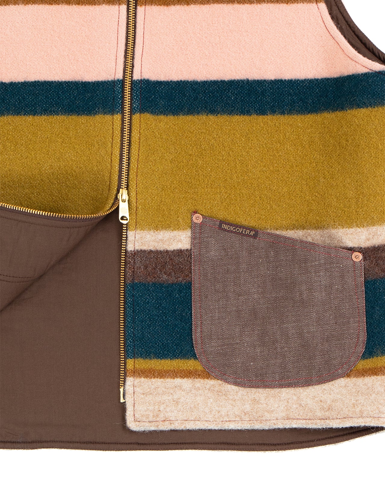 Indigofera Catskill Vest, Striped Wool Blanket - Image 4