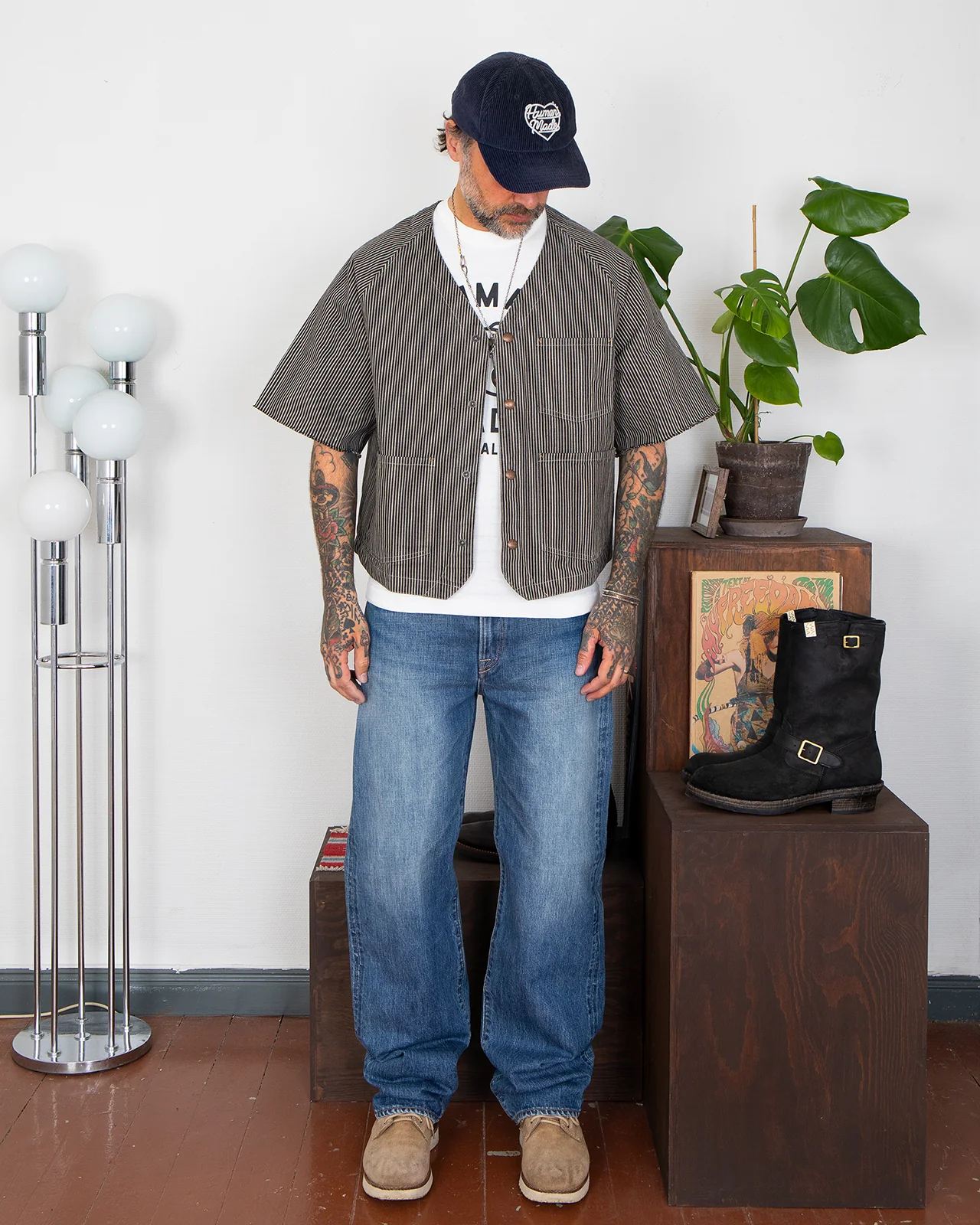Indigofera Cobb Shirt, Hickory Stripe, Black / White - Image 6