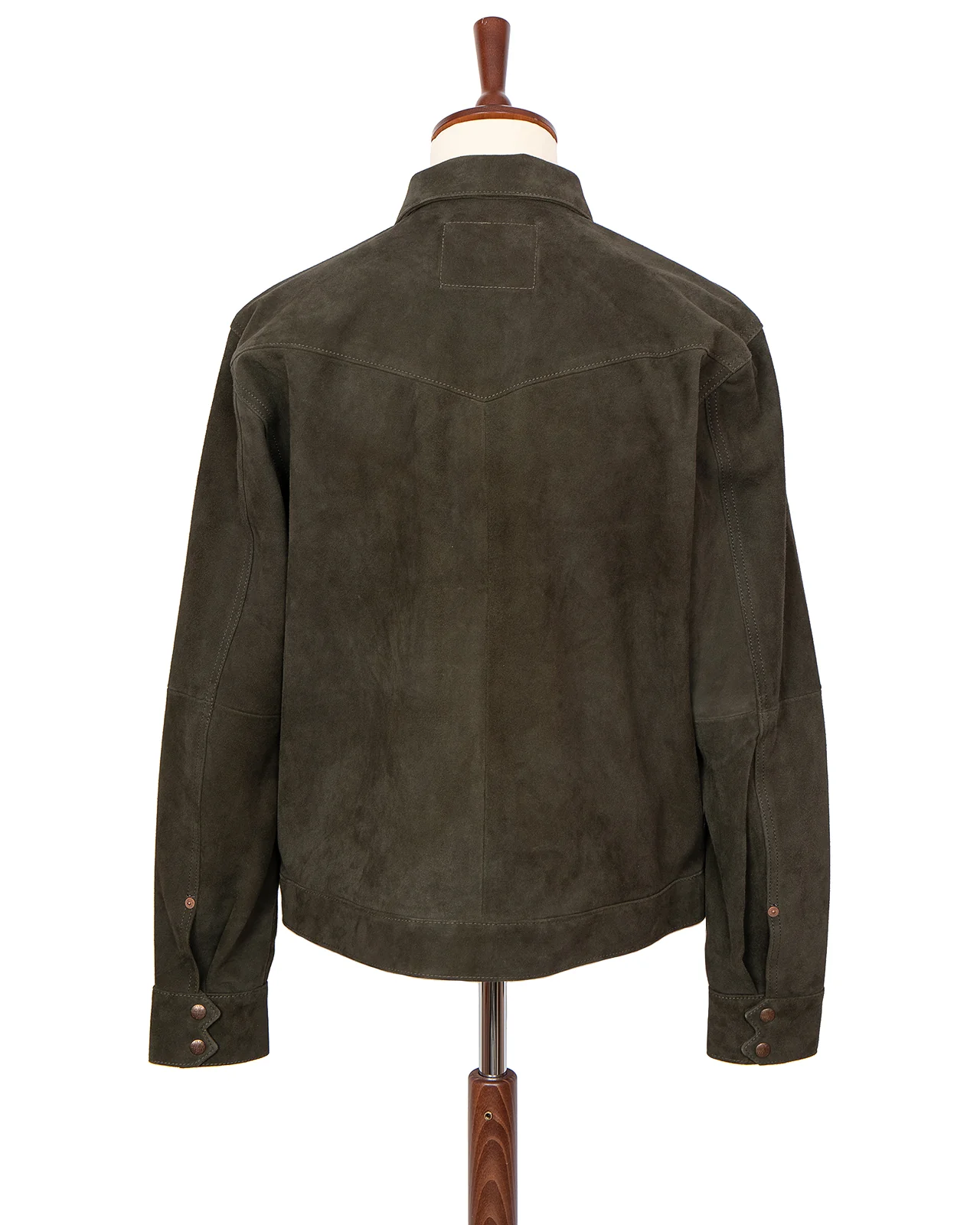 Indigofera Cooper Shirt, Goat Suede, Dark Olive - Image 5
