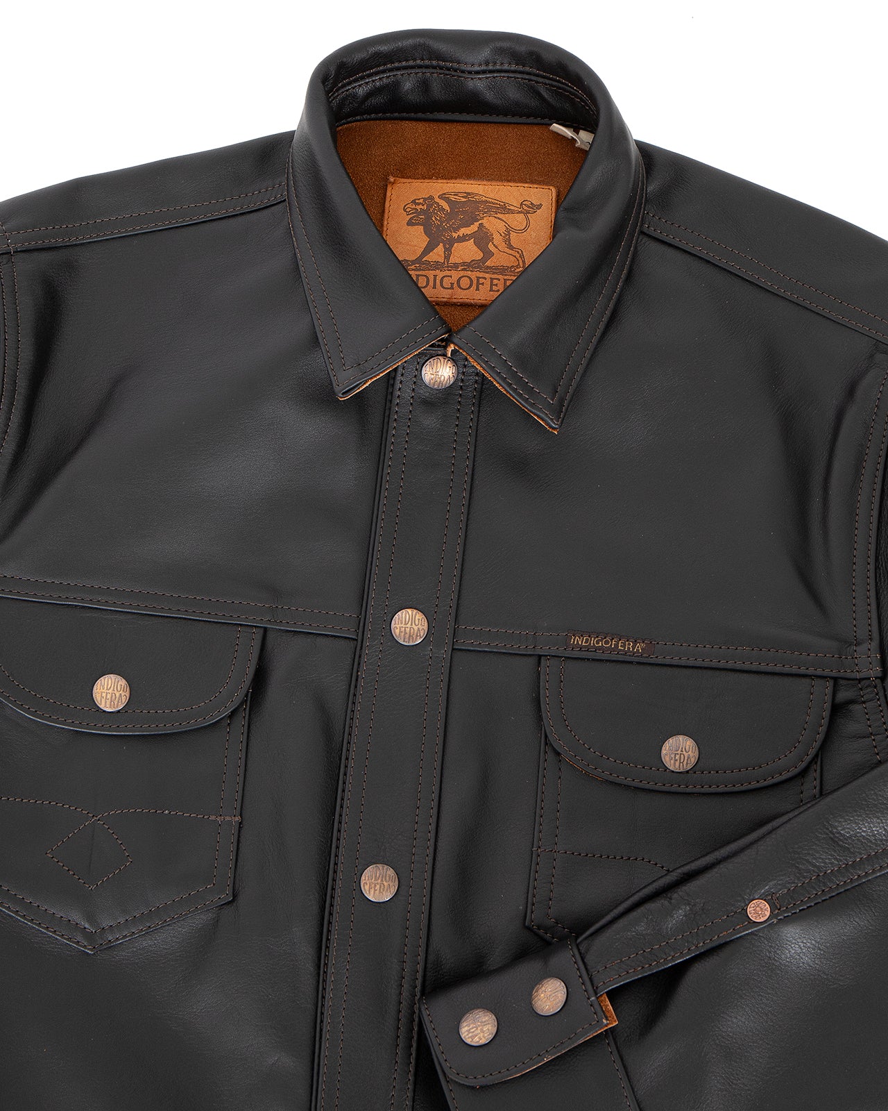 Indigofera Copeland Shirt, Black Leather, Teacore - Image 3