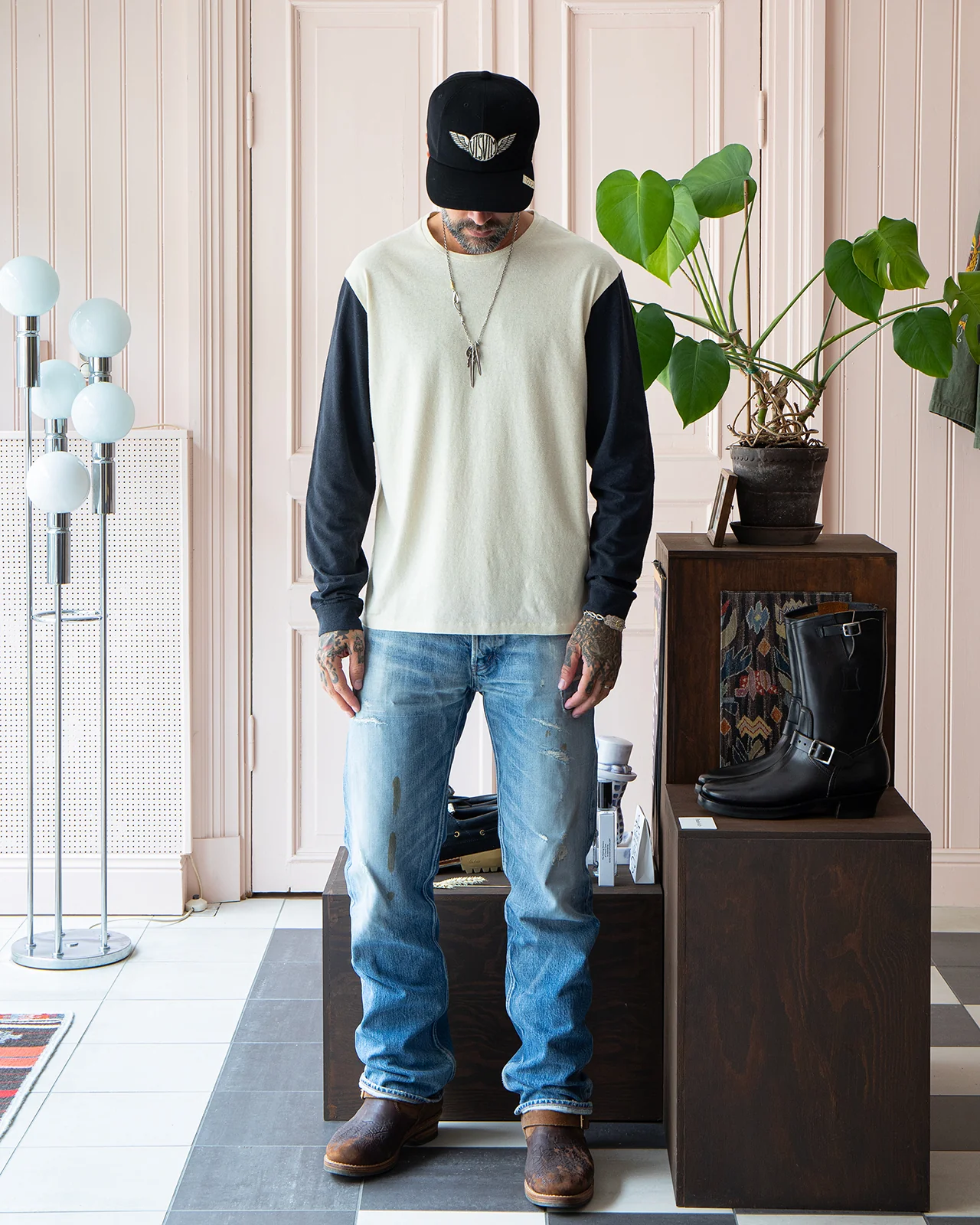 Indigofera Dale Sweater, Vintage White / Marshall Black - Image 2