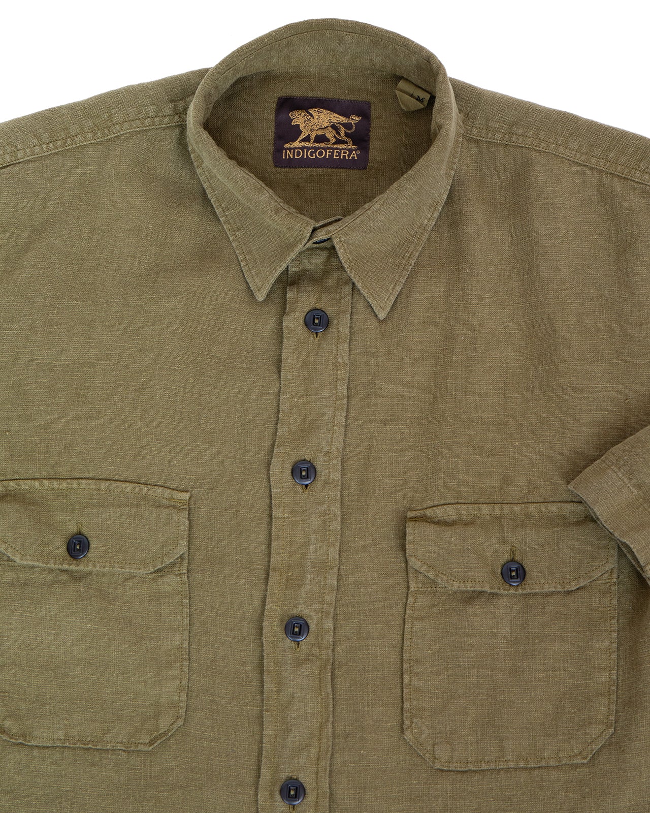 Indigofera Delray Shirt, Linen Canvas, Military Olive - Image 3