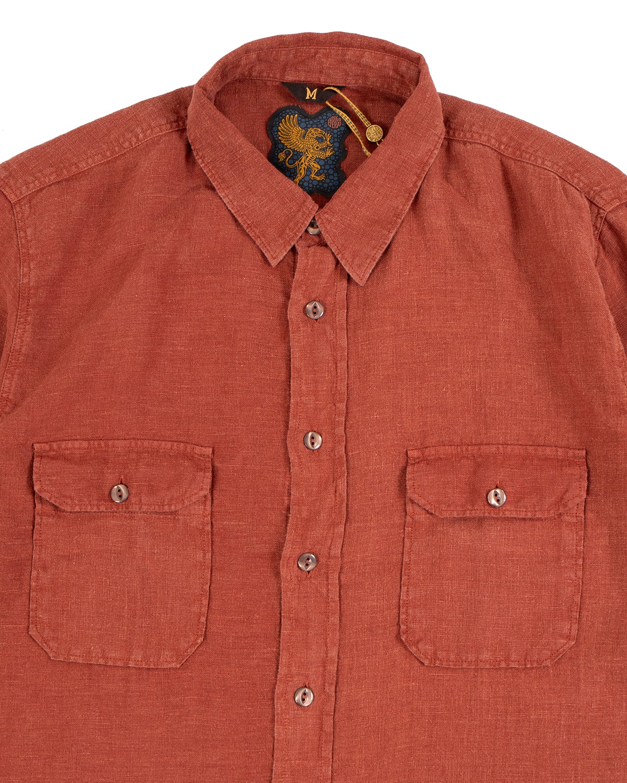 Indigofera Delray Shirt, Linen Canvas, Rust - Image 3