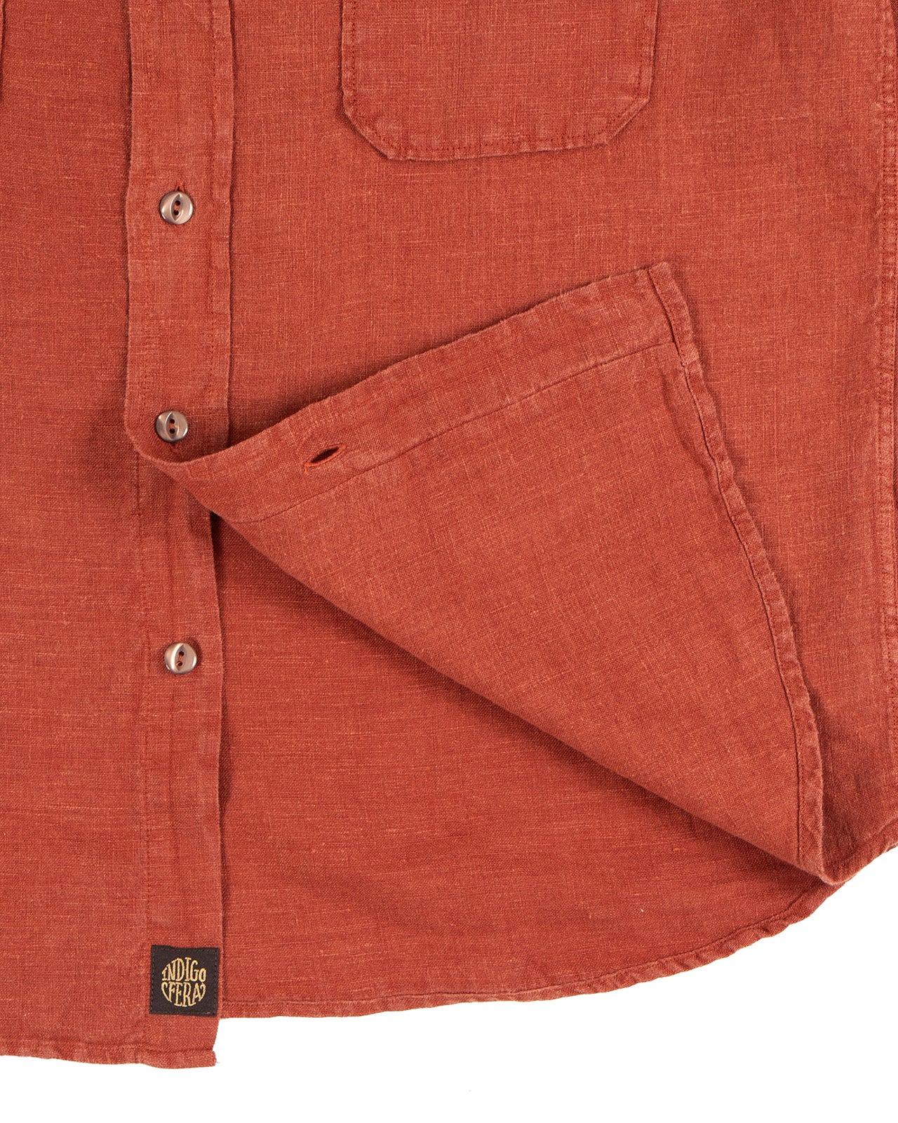 Indigofera Delray Shirt, Linen Canvas, Rust - Image 4