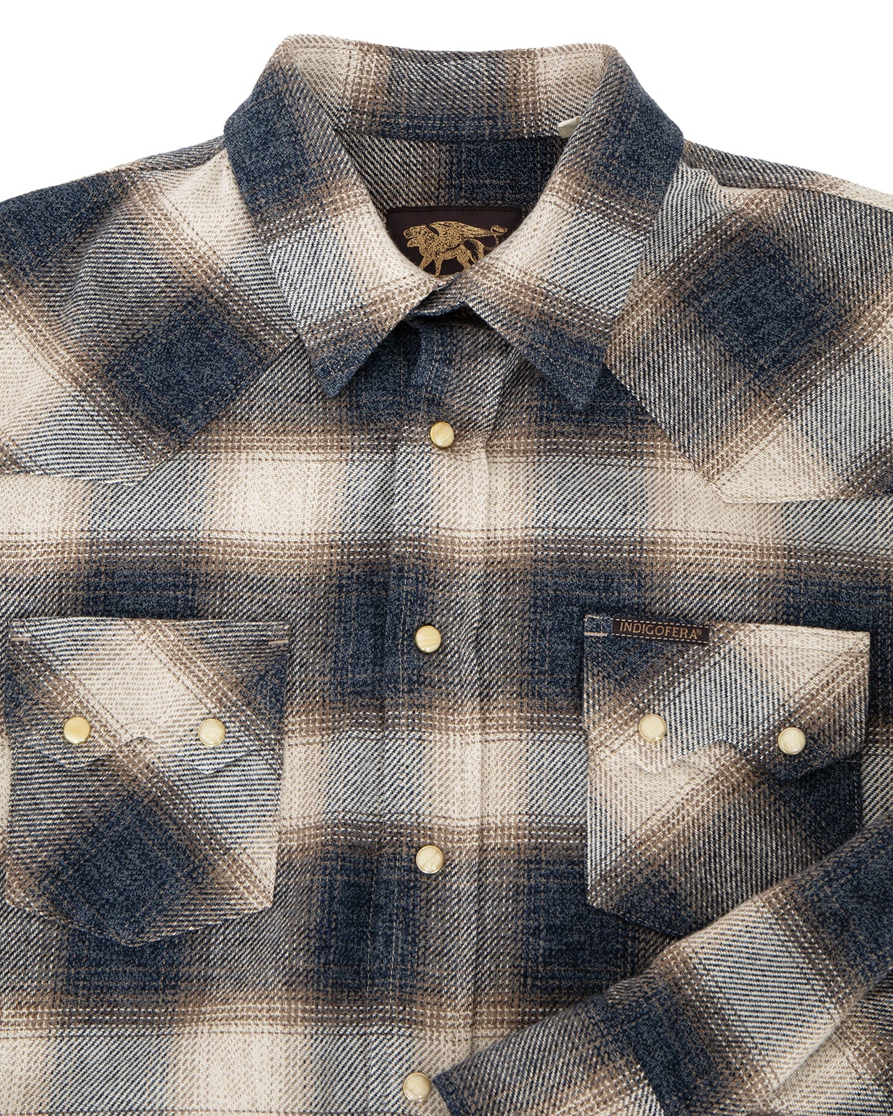 Indigofera Dollard Shirt, Flannel Check, Ecru / Beige / Grey - Image 3