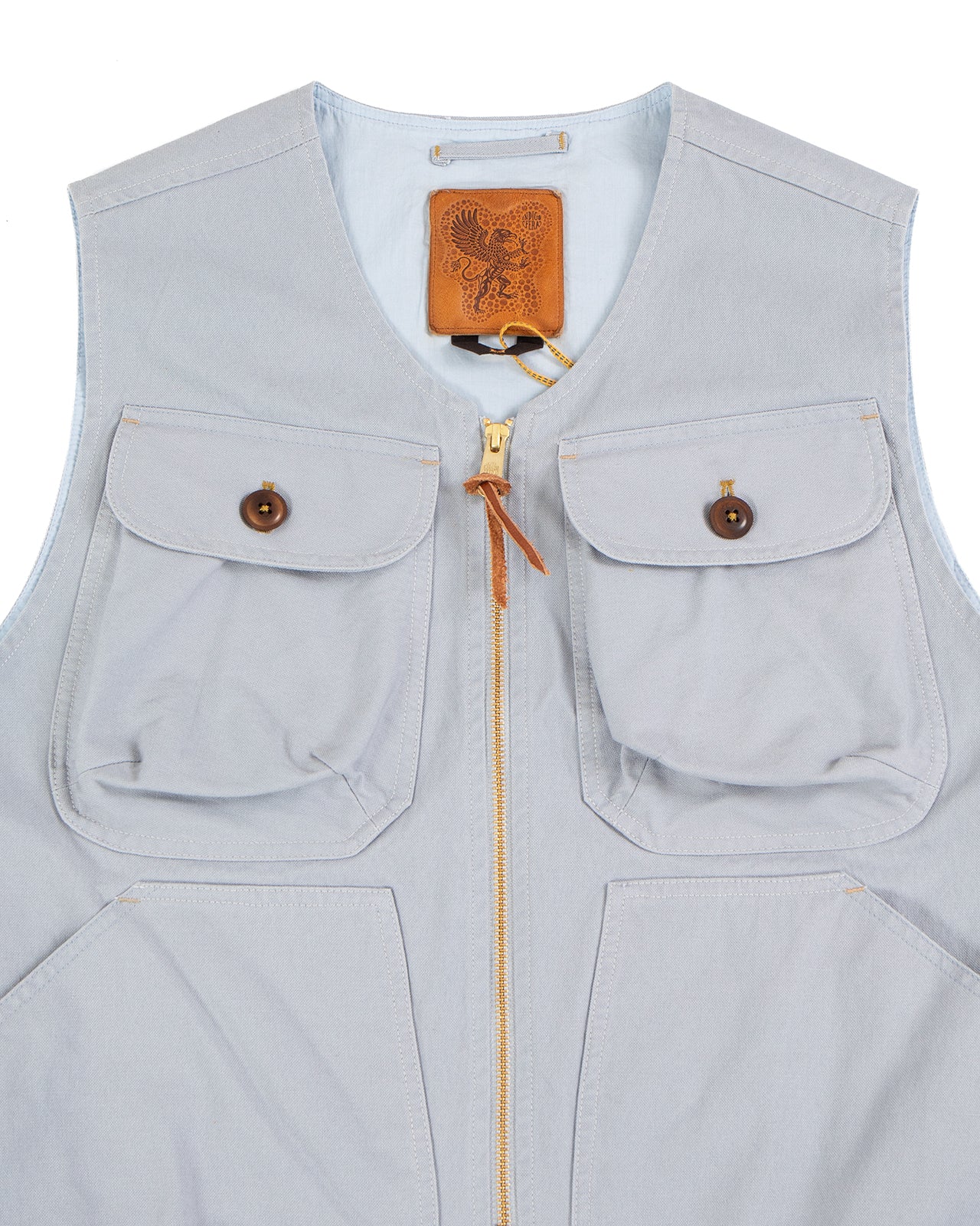 Indigofera Dryden Vest, Cotton Canvas, Dusty Blue - Image 3