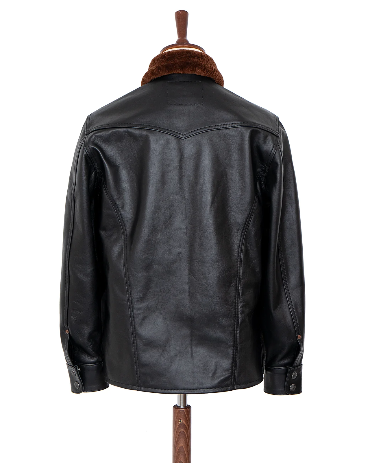 Indigofera Eagle Rising Jacket, Black Leather / Fur Collar - Image 4