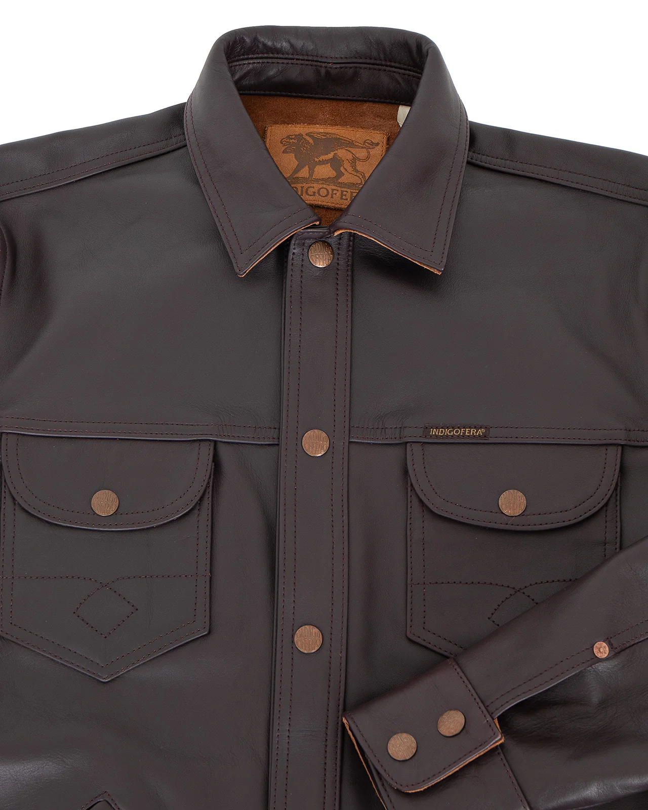 Indigofera Eagle Rising Leather Jacket, Dark Burgundy Tea Core - Image 3