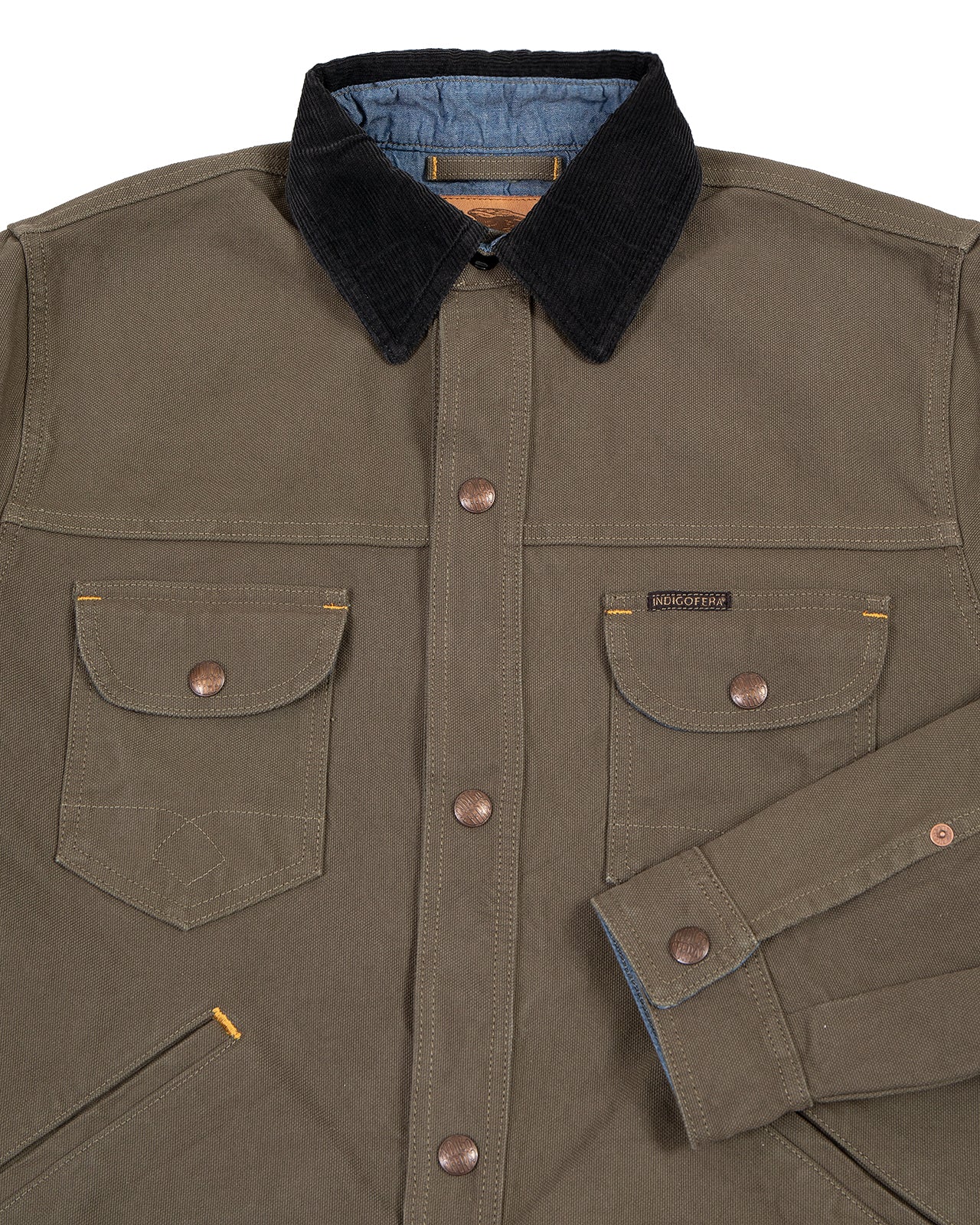 Indigofera Fargo Quarter Jacket, Smithson Canvas, Dark Olive - Image 3