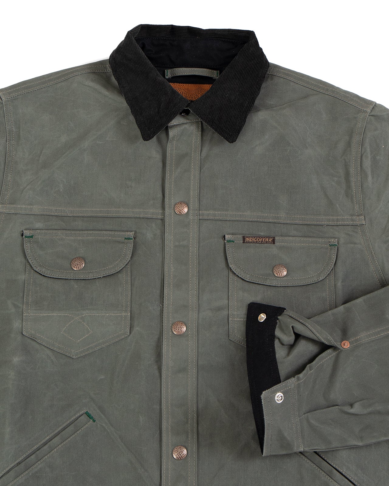 Indigofera Fargo Quarter STP Jacket, Coated Canvas, Greyish Green - Image 4