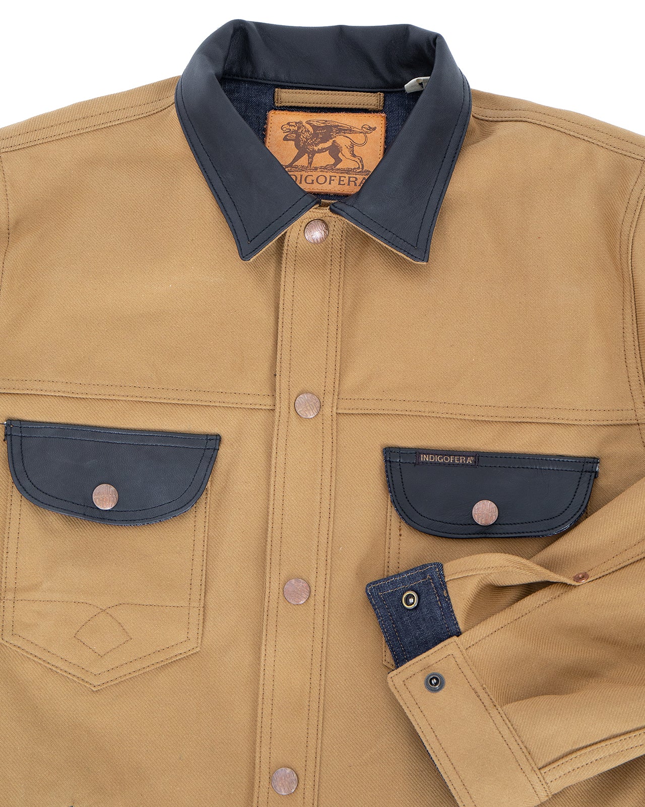 Indigofera Fargo Trucker Jacket, Military Serge - Image 2