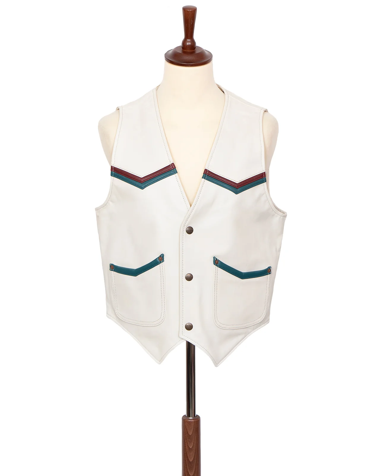 Indigofera Mahan Leather Vest, White Navak, White Teacore