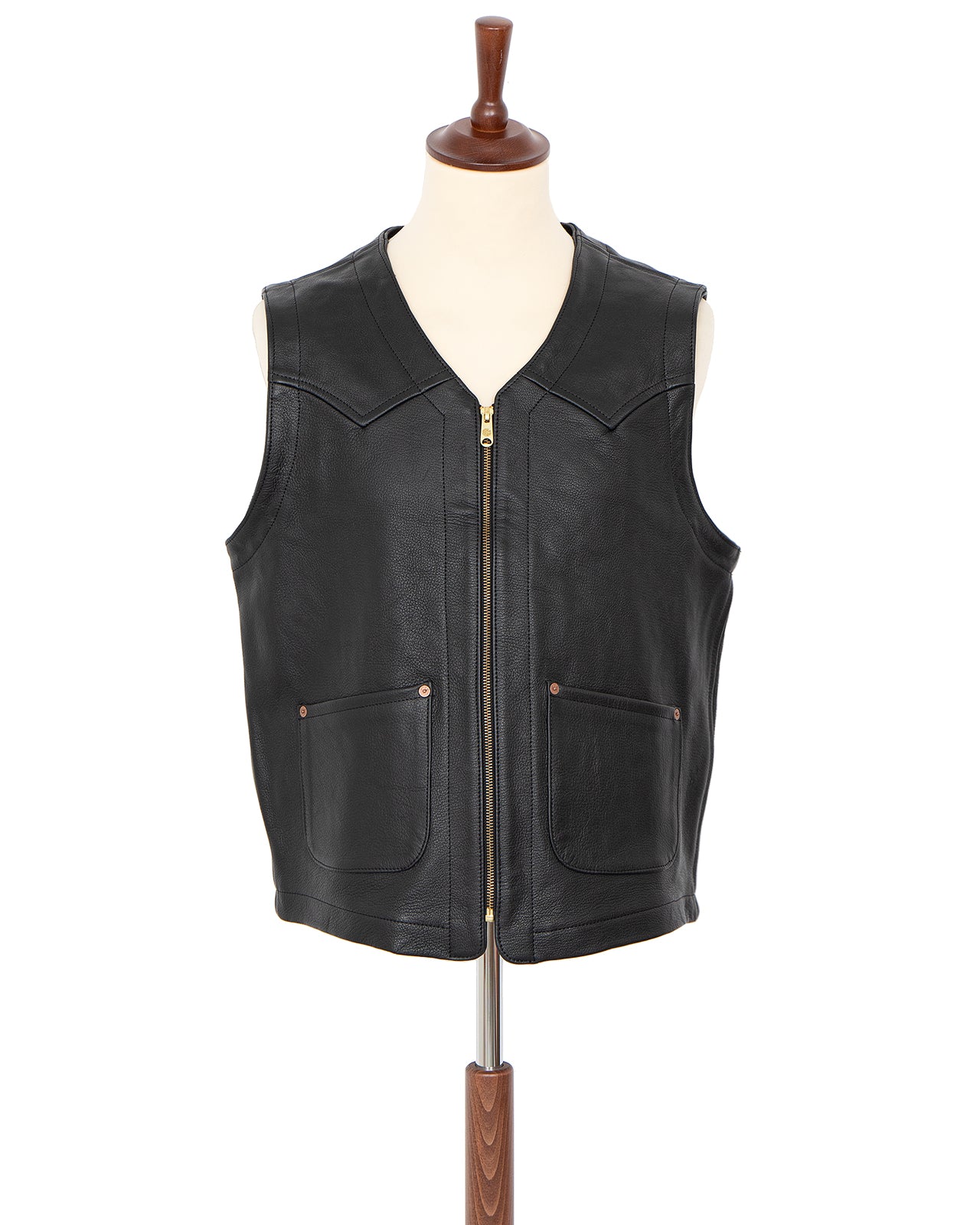 Indigofera Monroe Leather Vest, Black