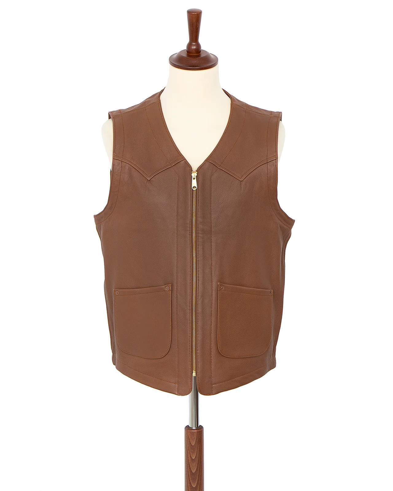 Indigofera Monroe Leather Vest, Cognac
