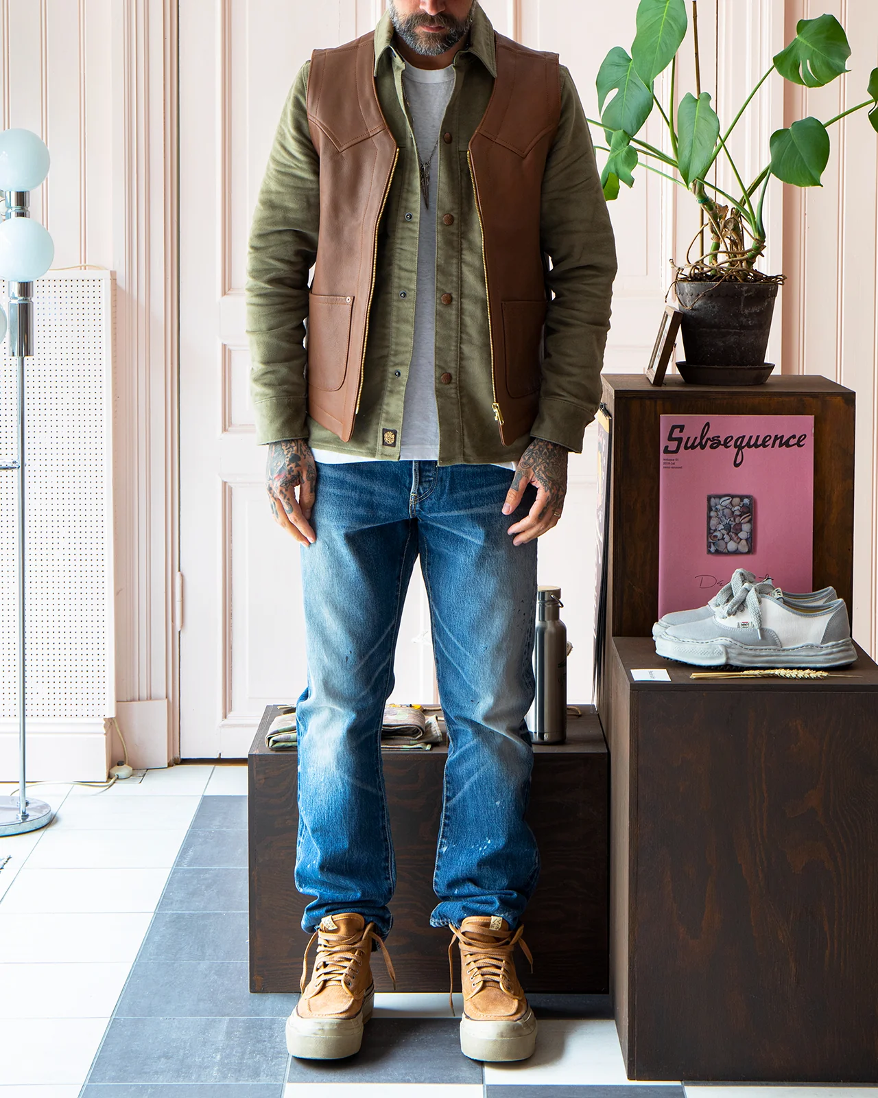 Indigofera Monroe Leather Vest, Cognac - Image 2