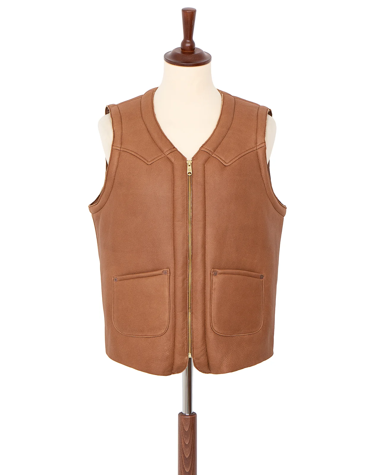 Indigofera Monroe Vest, Cognac Shearling