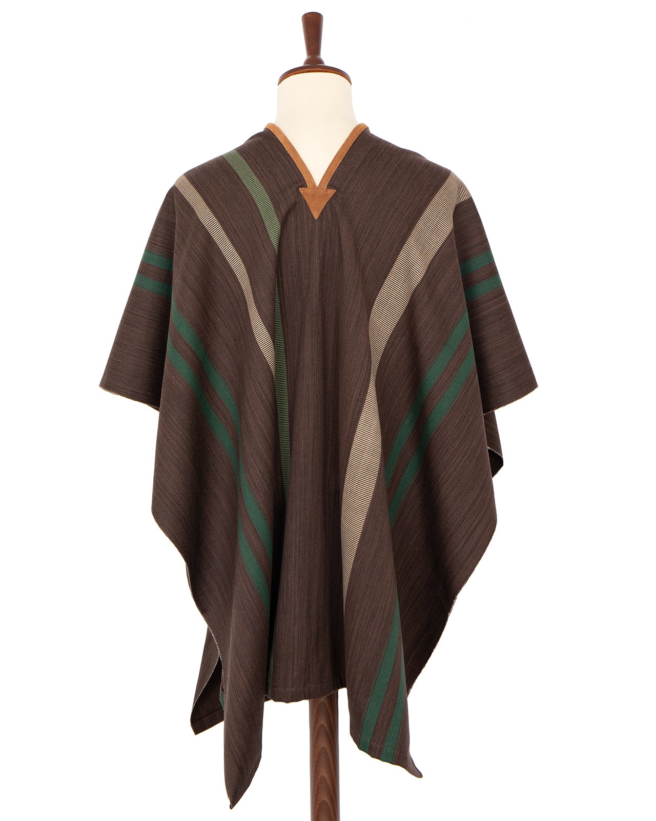 Indigofera Poncho, Cotton/Wool, Brown / Green - Image 4