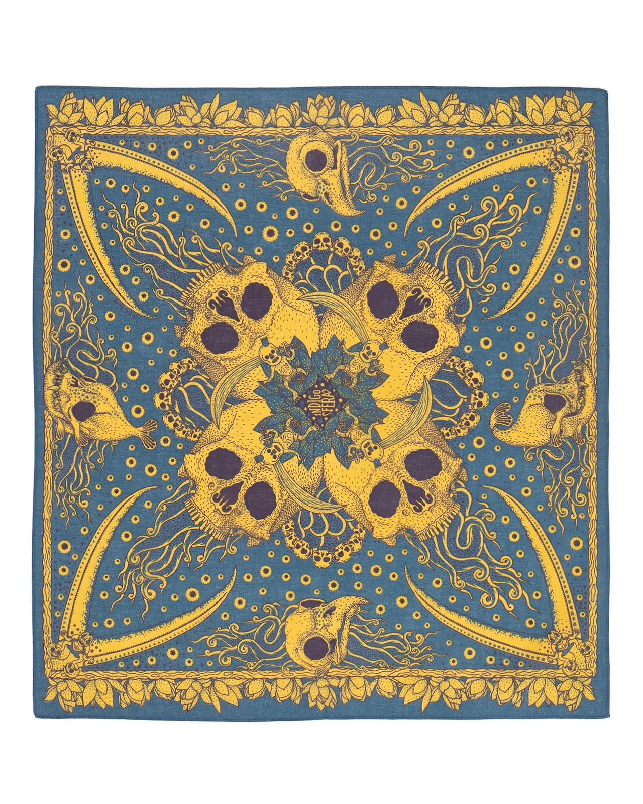 Indigofera Skull Bandana, Blue