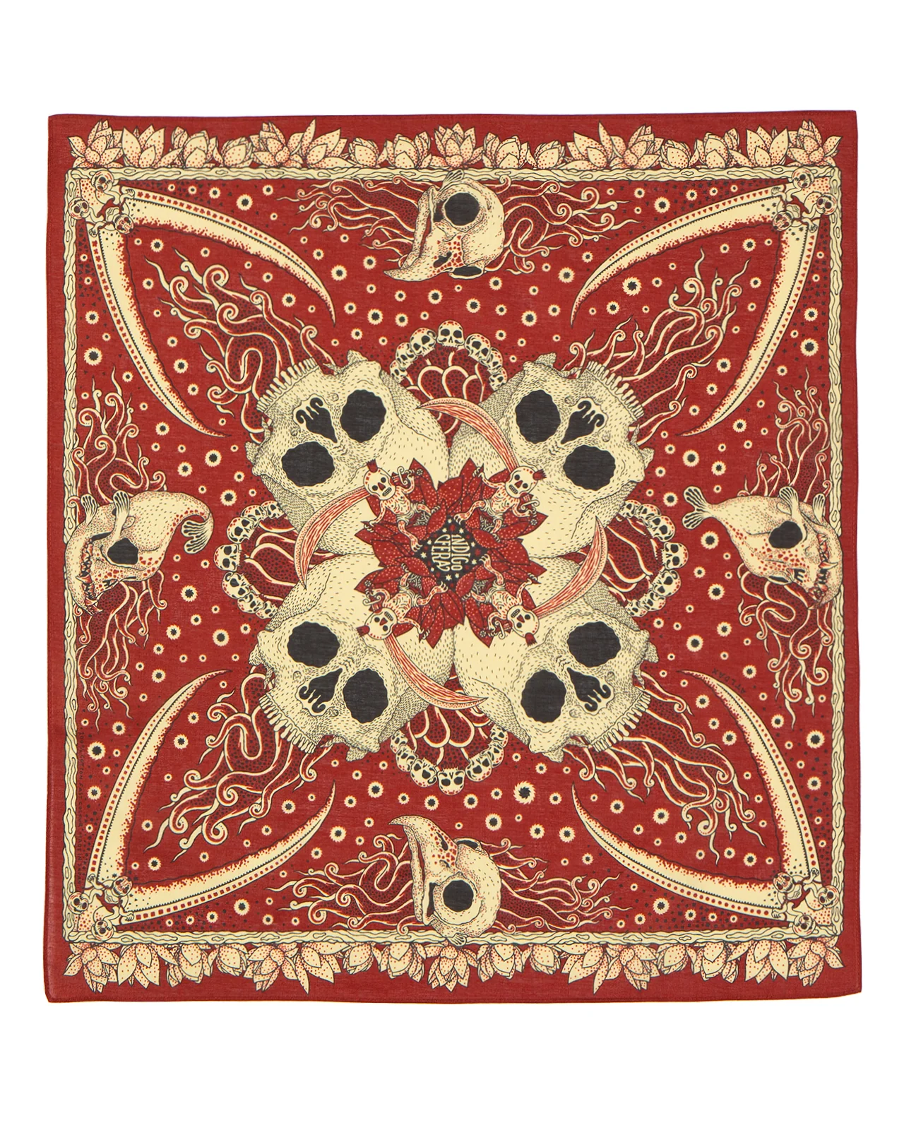 Indigofera Skull Bandana Red / White / Yellow