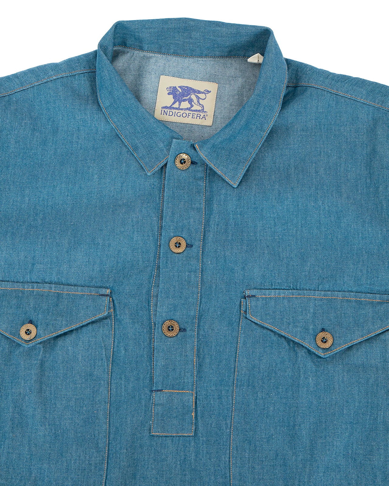 Indigofera Teeter Shirt, Cordova Denim, Petrol - Image 2
