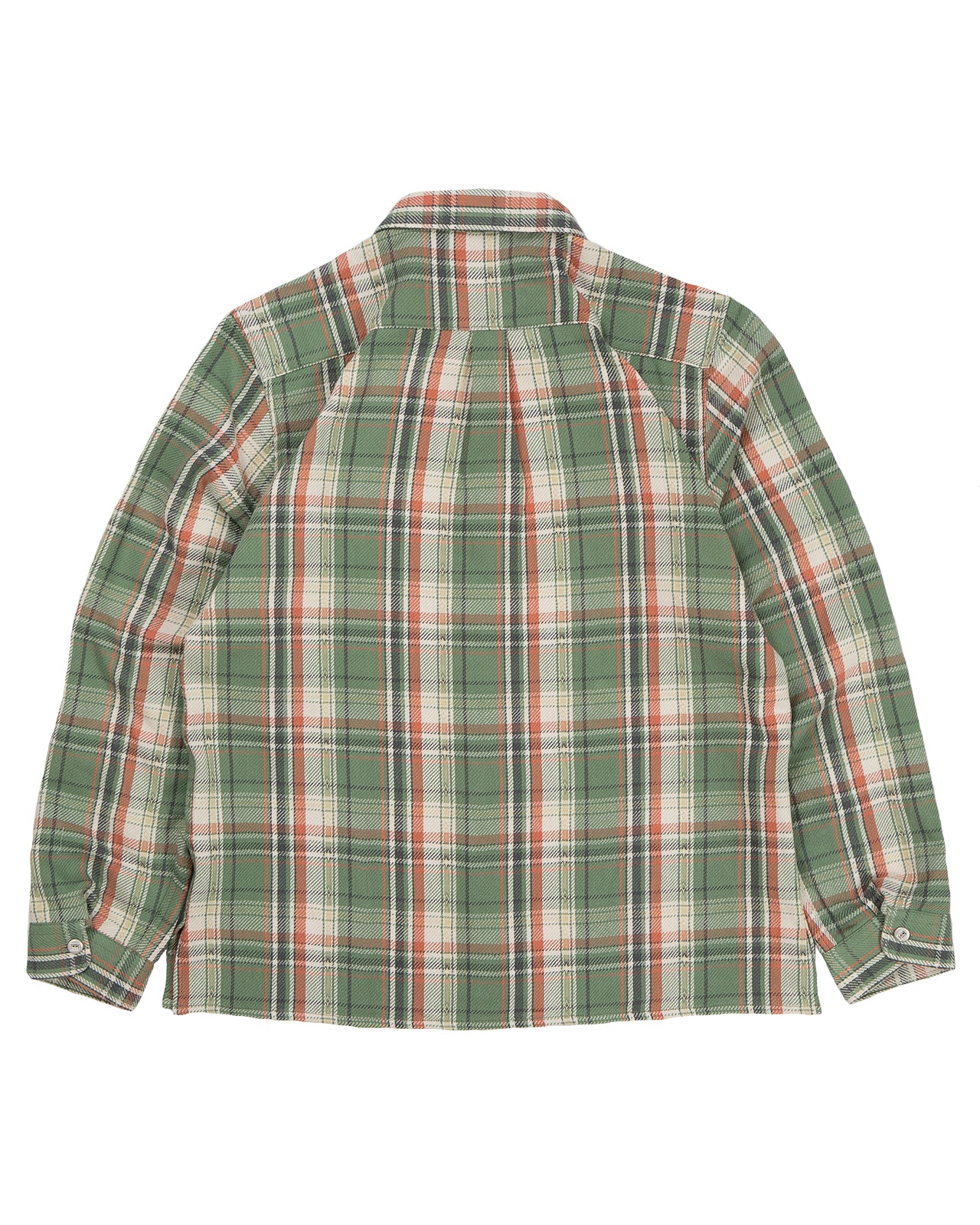 Indigofera Webster Shirt, Jacquard Flannel, Green / Beige Check - Image 4