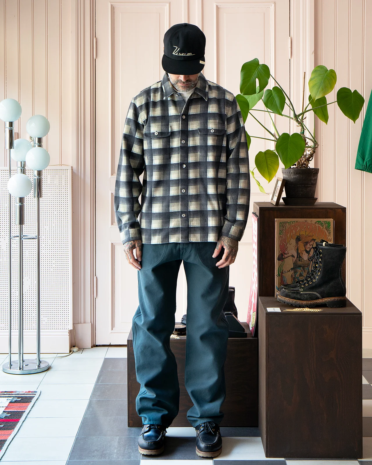 Indigofera Webster Shirt, Printed Check, Grey / White / Beige / Blue - Image 2