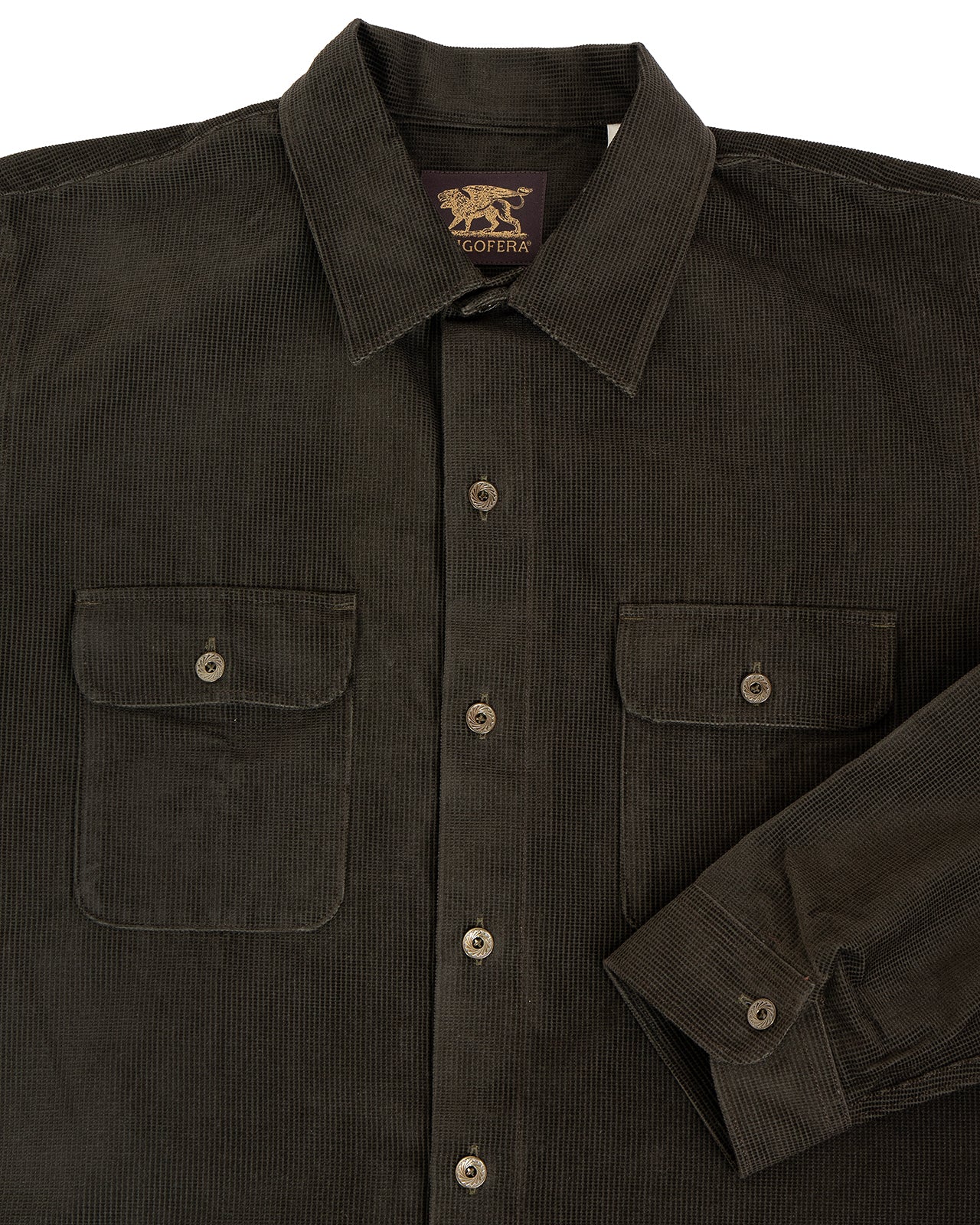 Indigofera Webster Shirt, Square Corduroy, Dark Green - Image 2