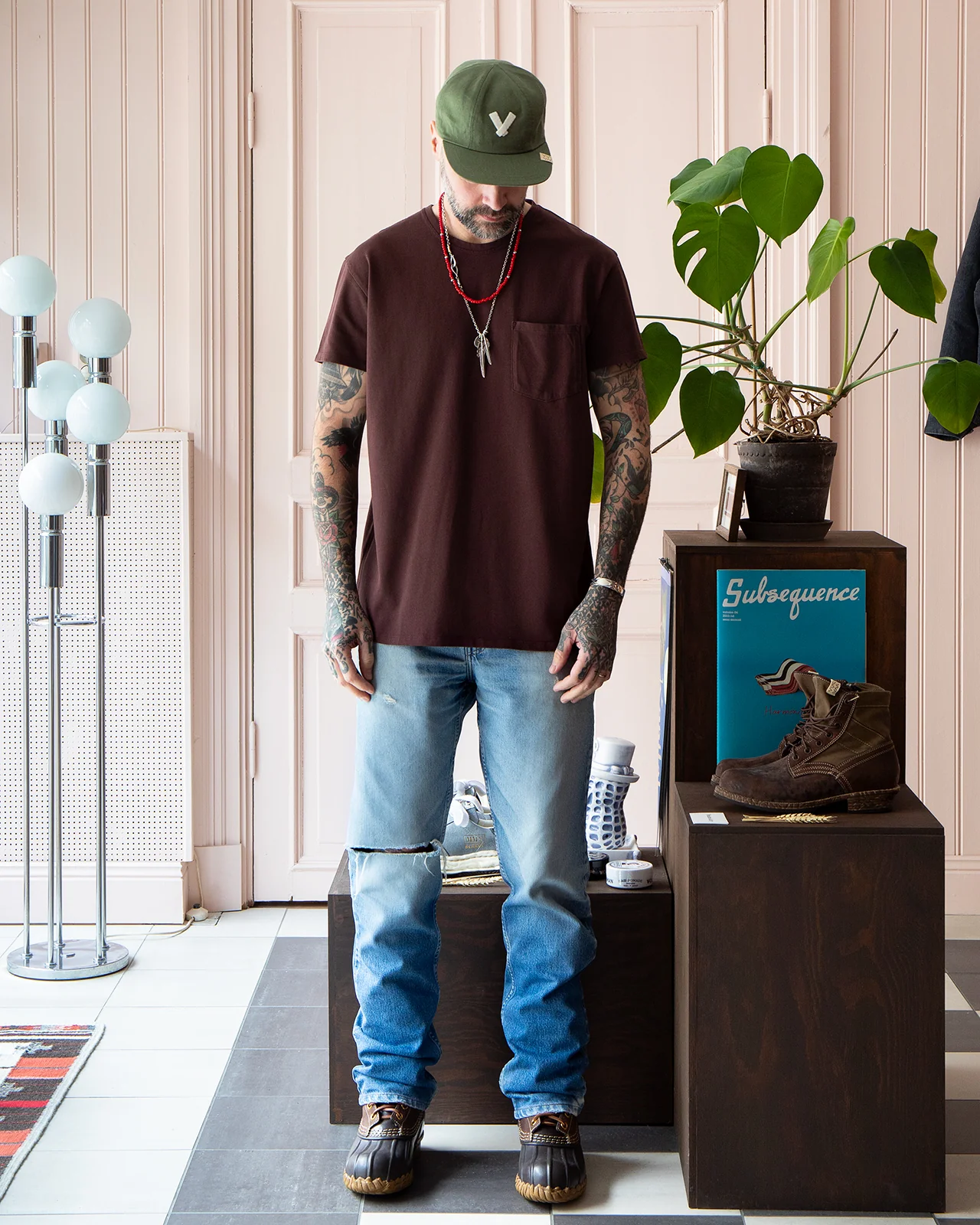 Indigofera Wilson T-Shirt, Crimson Dusk - Image 2