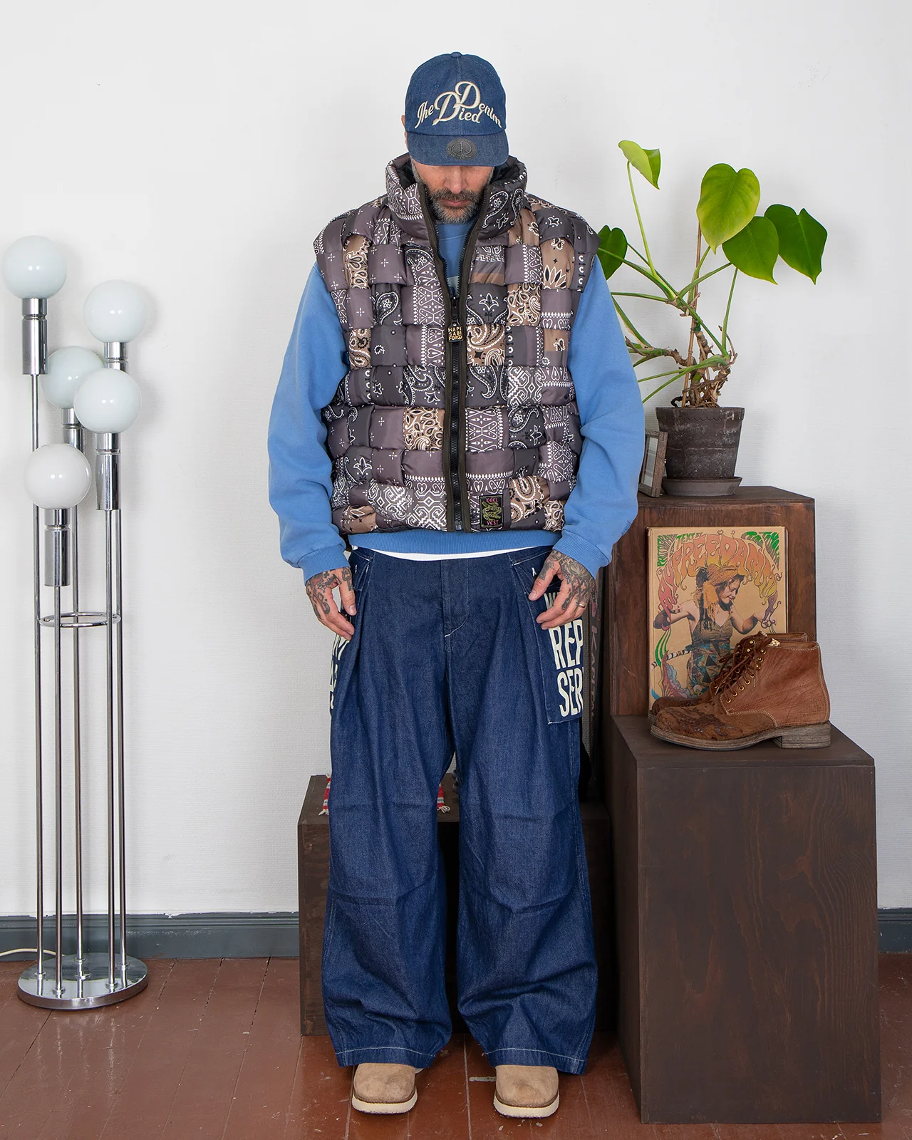 Kapital 11.5oz Denim Jumbo Monkey Pants (Factory-Repair & Embroidery) - Image 2