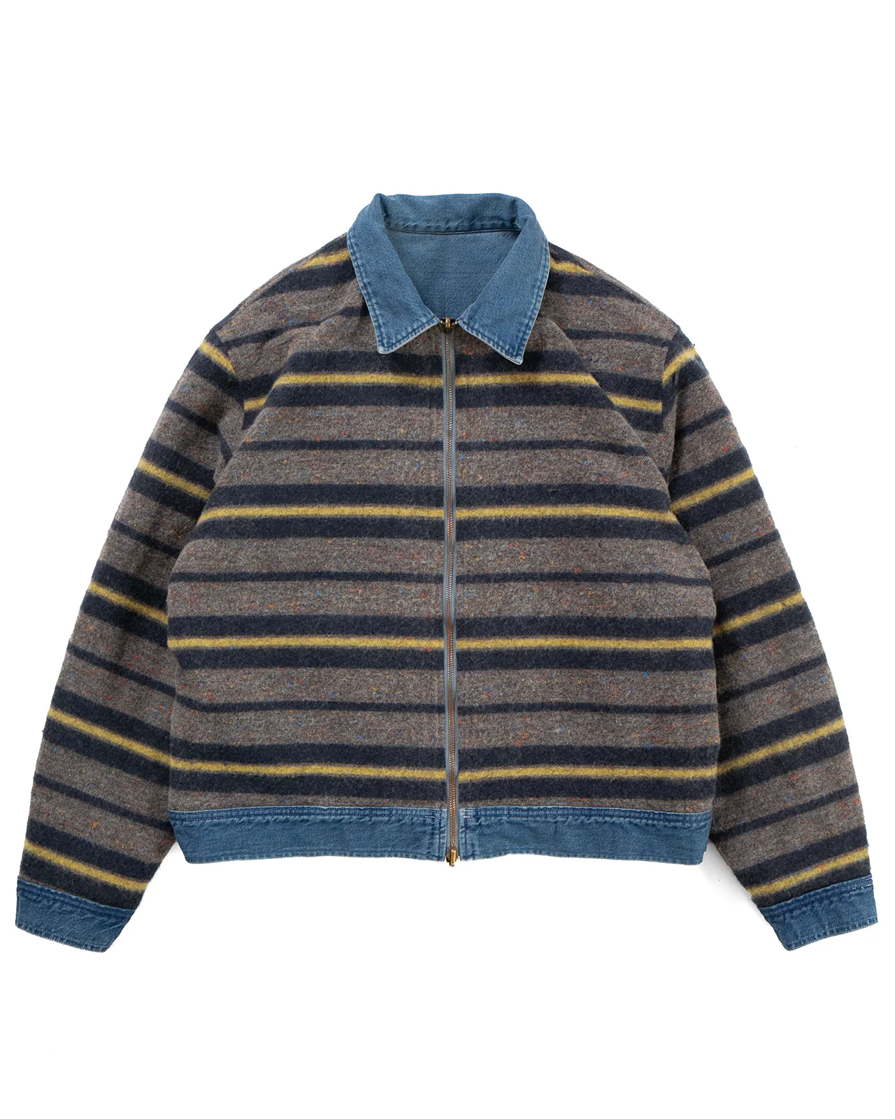 Kapital 11.5oz Denim Lining Reversible Zip Up Work Jacket (VIRGIN MARY) - Image 5