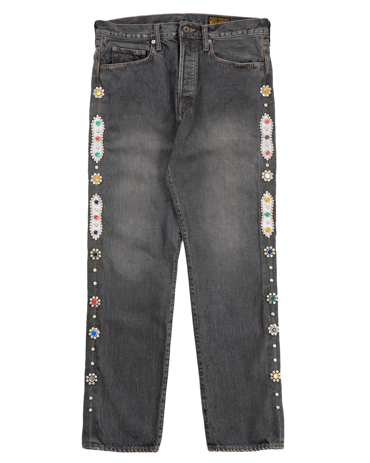 Kapital 14oz Black Denim 5P Monkey Cisco, Studs