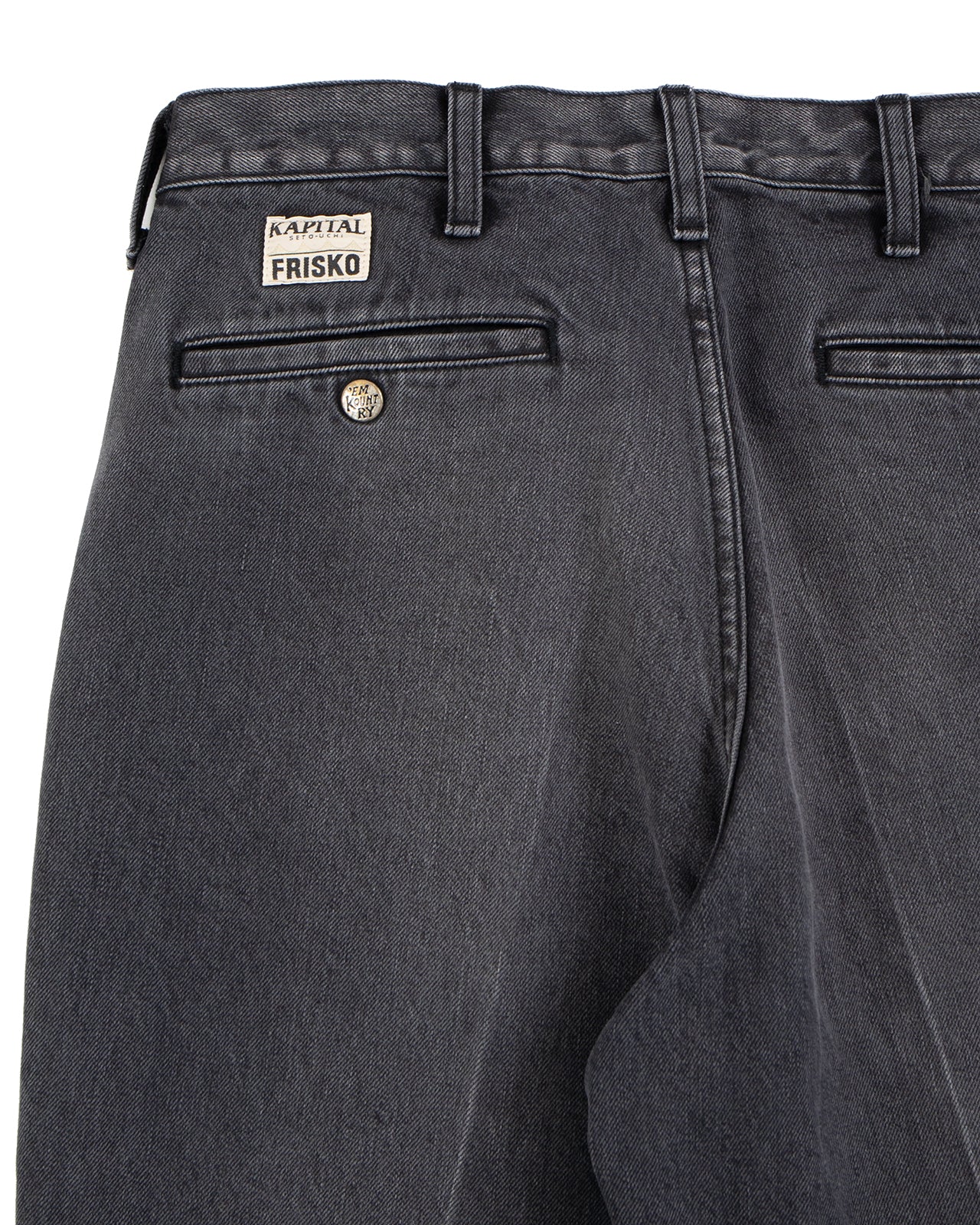 Kapital 14oz Black x Black Denim 5P Frisko (Center Pleat) - Image 5