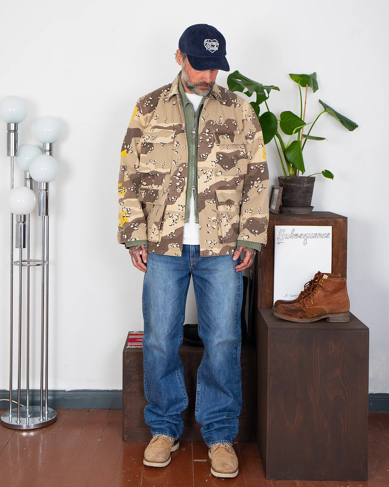 Kapital Cotton Herringbone Choco-Chip Camo Army Jacket - Image 2