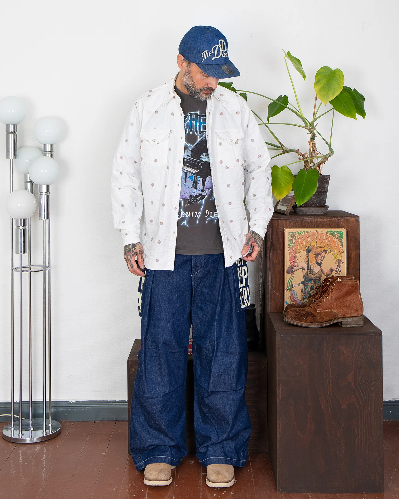 Kapital Cotton Quilting Mamemon Husky Western Shirt, White - Image 6