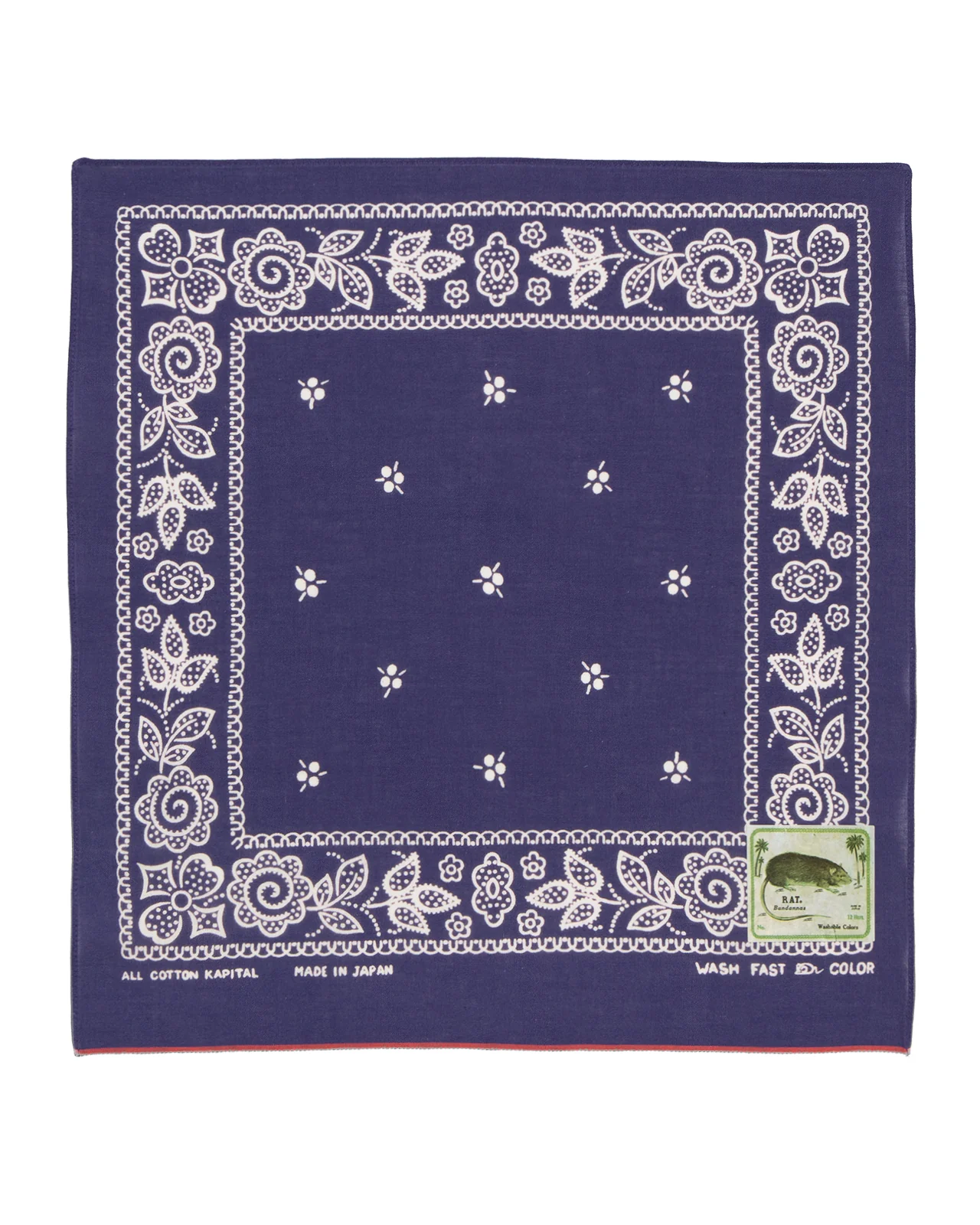Kapital Fastcolor Selvedge Bandanna (Escargot Flowers), Purple, Small