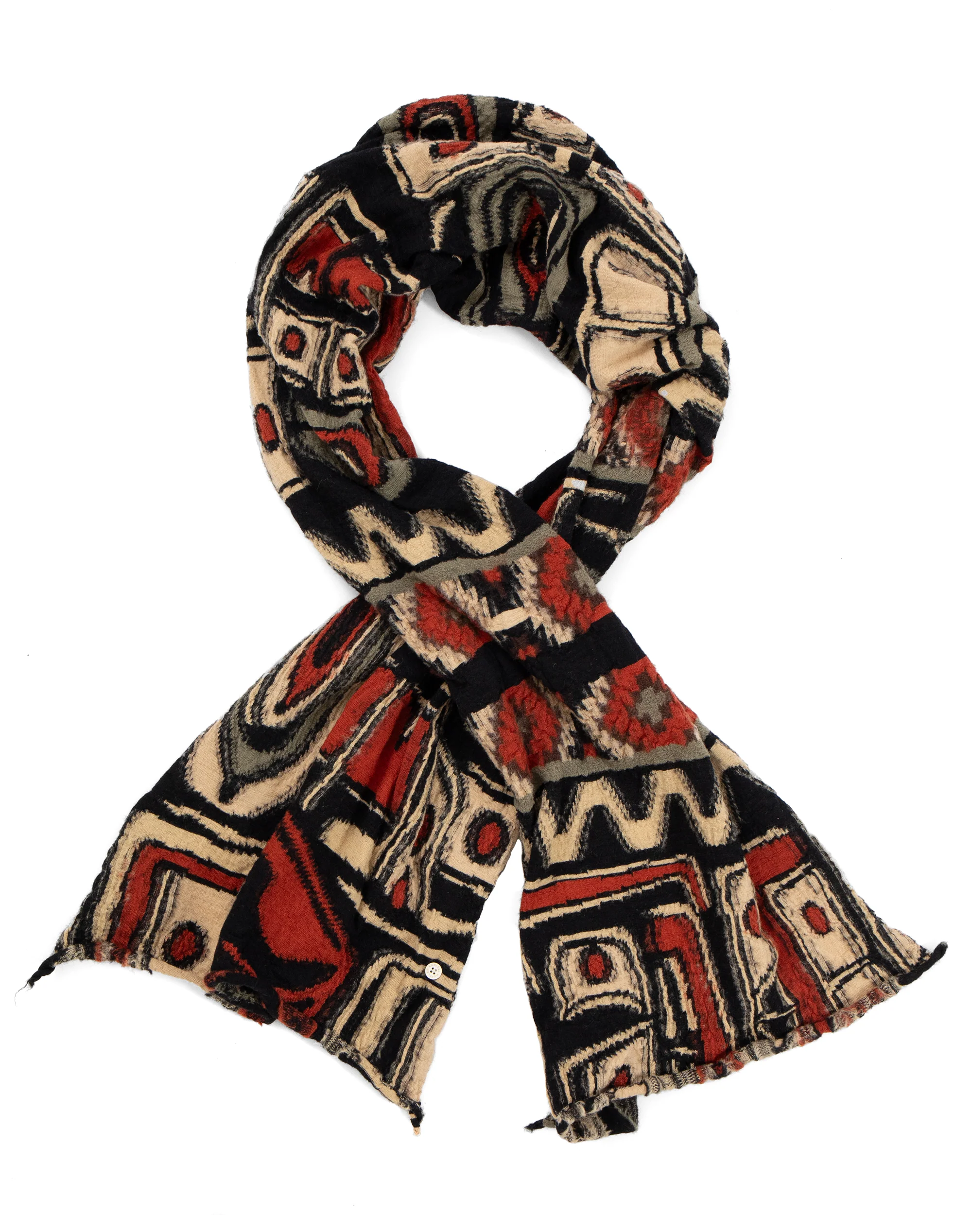 Kapital Fulling Wool Happy Scarf, Alaska Raven, Orange - Image 2