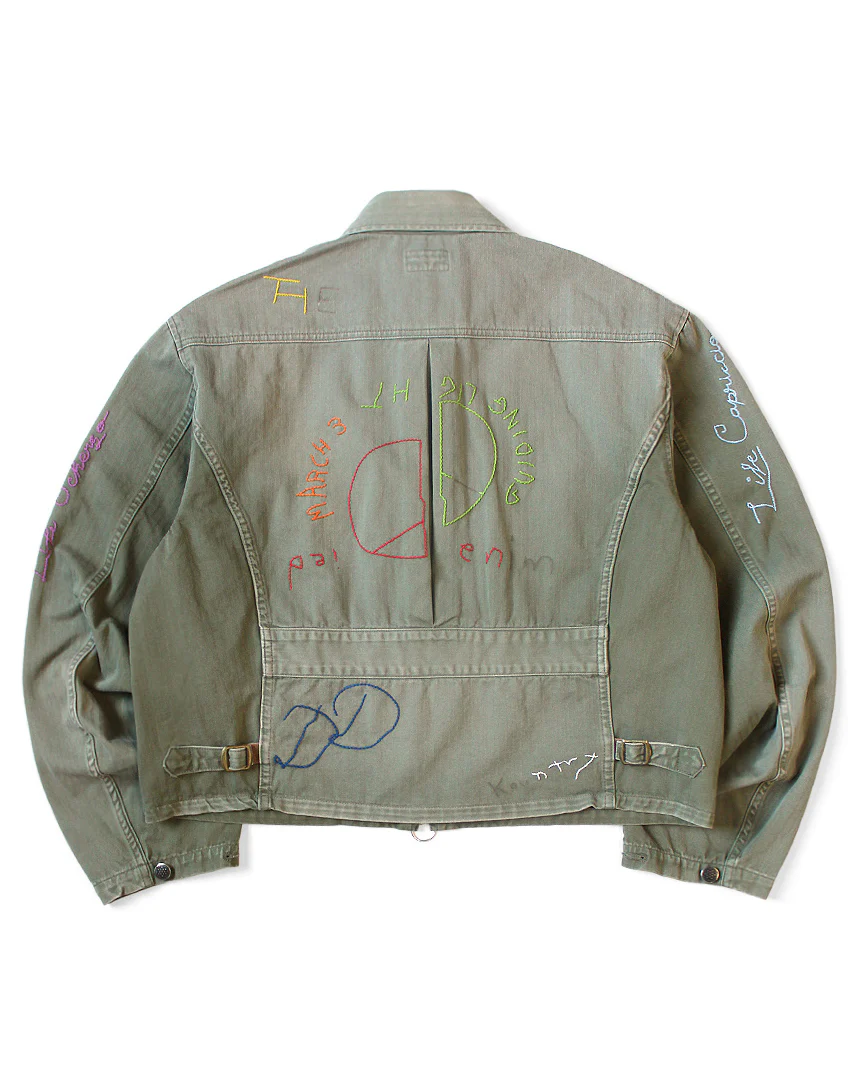 Kapital Herringbone Hunter Drizzler Jacket, Memorial Embroidery - Image 3